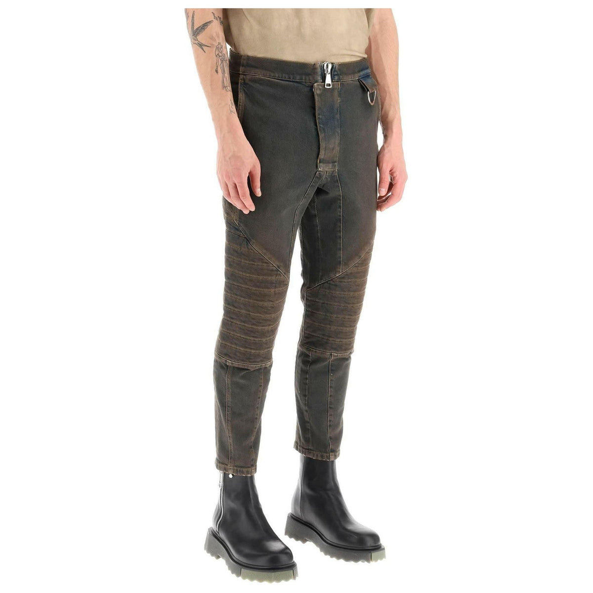 Stretch Jeans With Quilted And Padded Inserts BALMAIN JOHN JULIA.