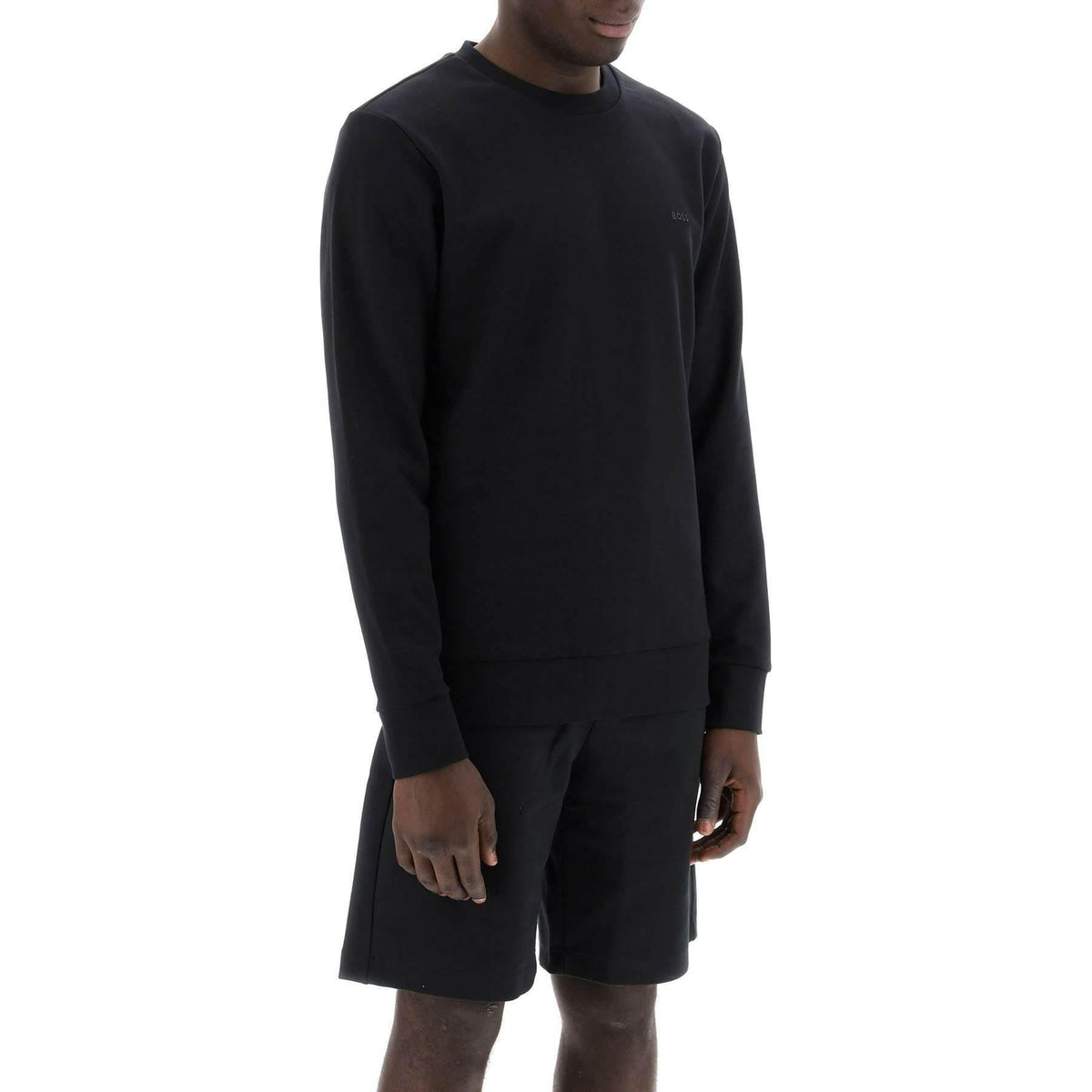 BOSS - Black French Terry Crewneck Sweatshirt - JOHN JULIA