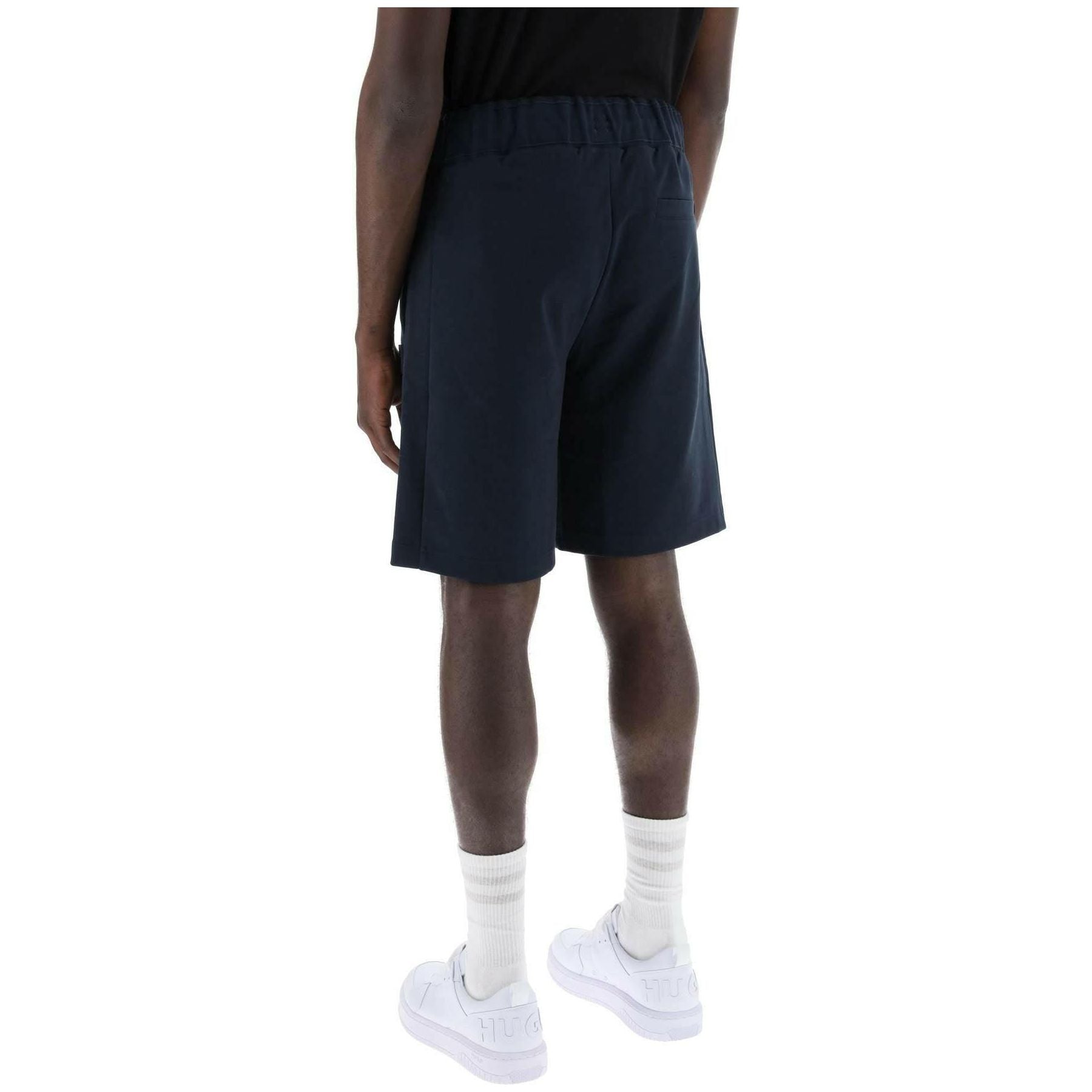 Dark Blue Cotton-Blend Sport Shorts BOSS JOHN JULIA.