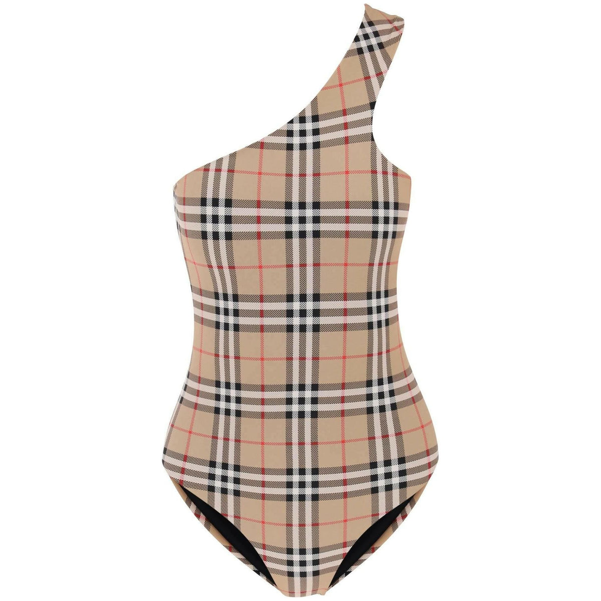 BURBERRY - Check One Shoulder One Piece Swimsuit - JOHN JULIA