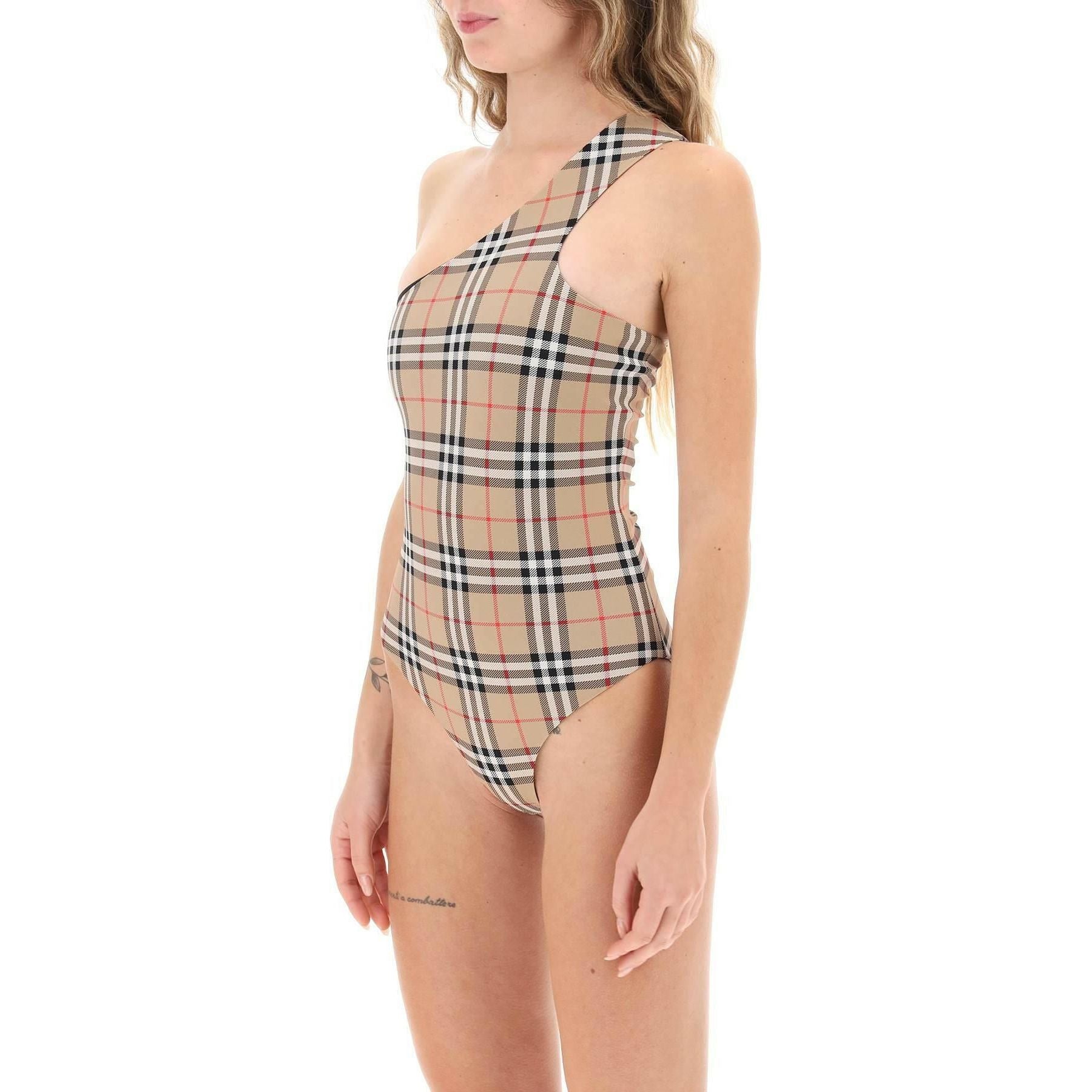 Check One Shoulder One Piece Swimsuit BURBERRY JOHN JULIA.