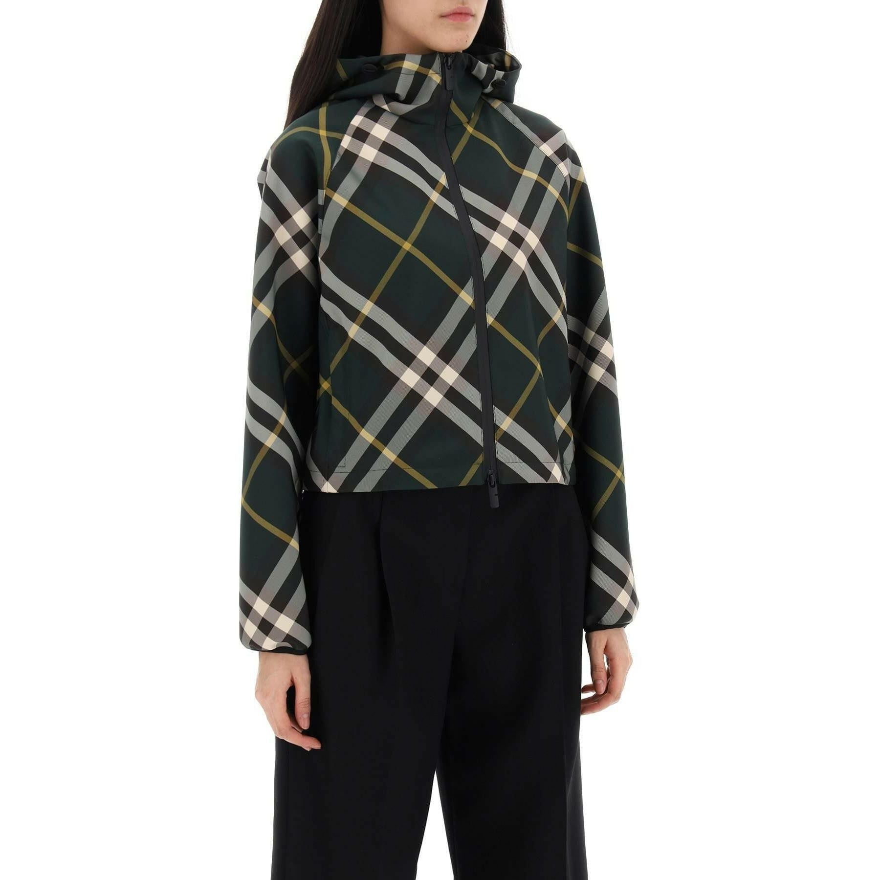 Cropped Check Lightweight Jacket in Ivy BURBERRY JOHN JULIA.