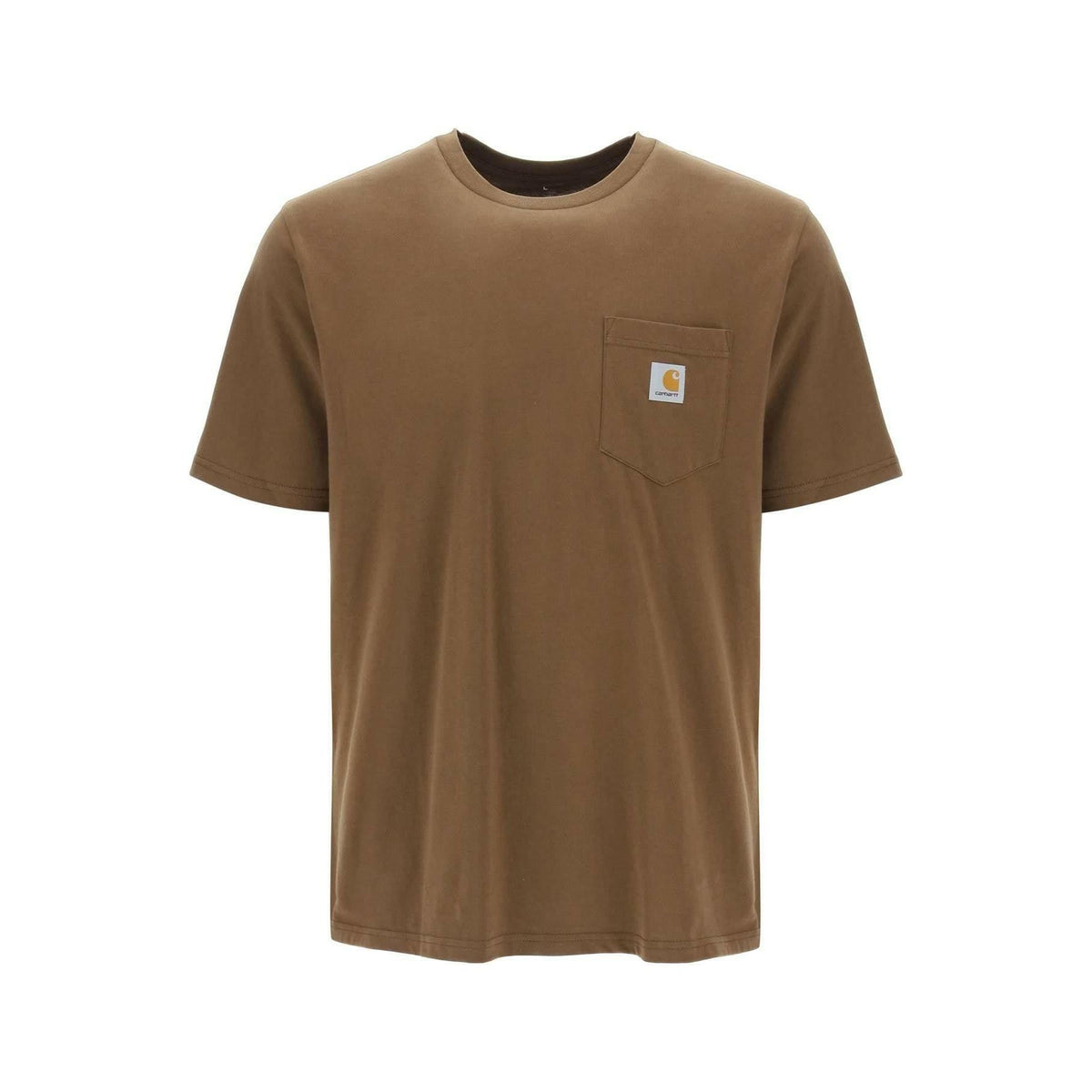 CARHARTT WIP - Lumber Brown Cotton T-Shirt with Chest Pocket - JOHN JULIA