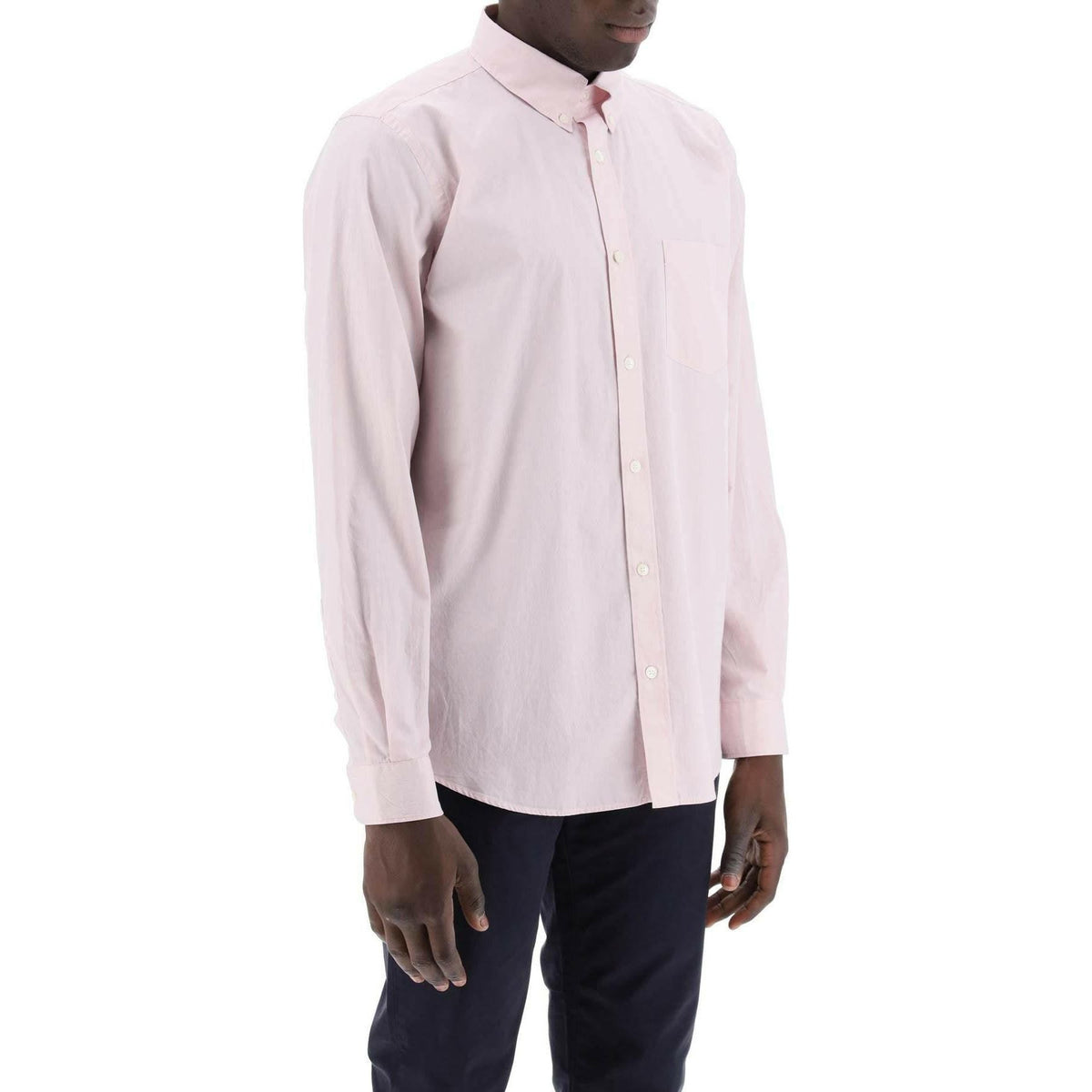CLOSED - Smoothie Pink Striped Cotton Poplin Button-Up Shirt - JOHN JULIA