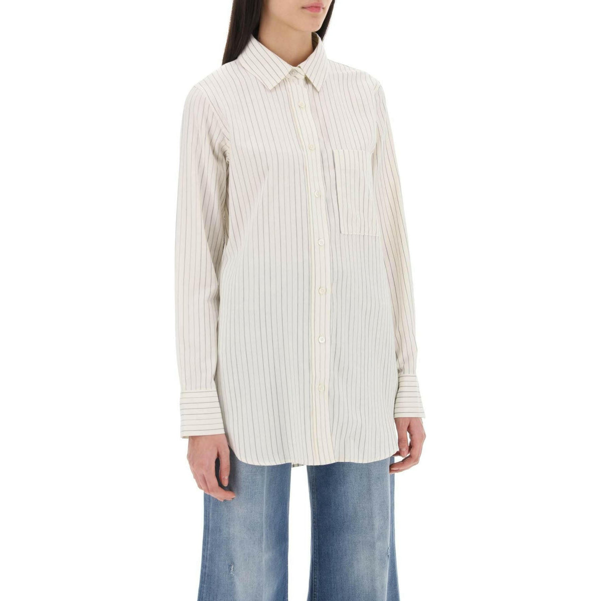 CLOSED - Striped Cotton Wool Shirt - JOHN JULIA