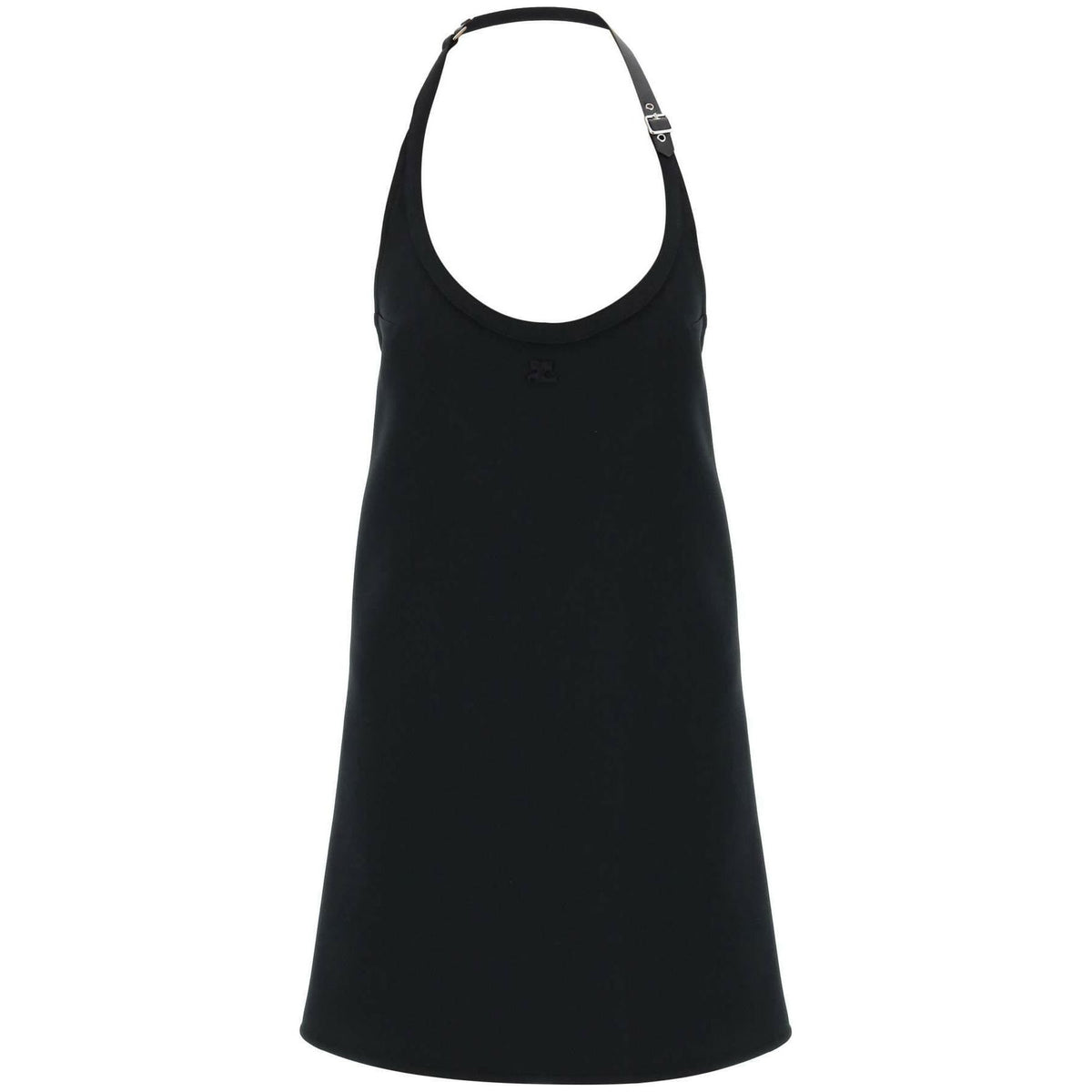 COURREGES - Black Buckled Halterneck Mini Dress - JOHN JULIA