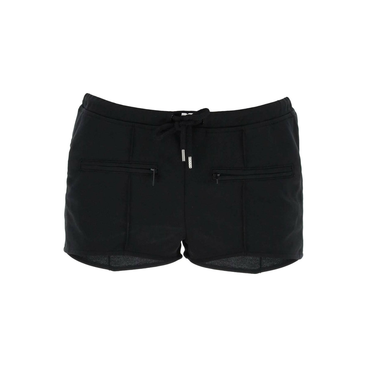 COURREGES - Black Jersey Interlock Mini Shorts - JOHN JULIA