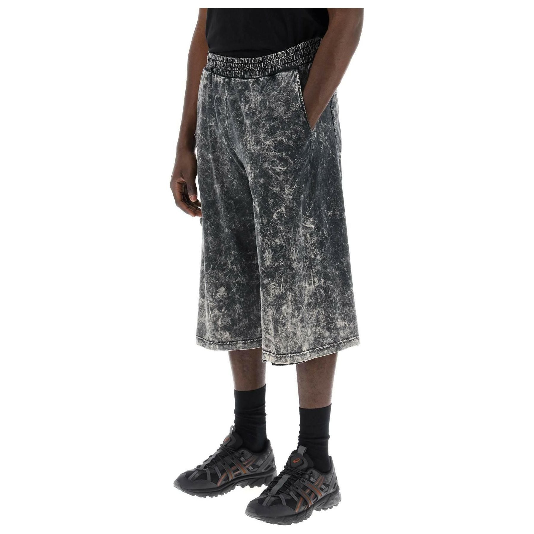 Double-Layered Marbled Destroyed Cotton Shorts DIESEL JOHN JULIA.