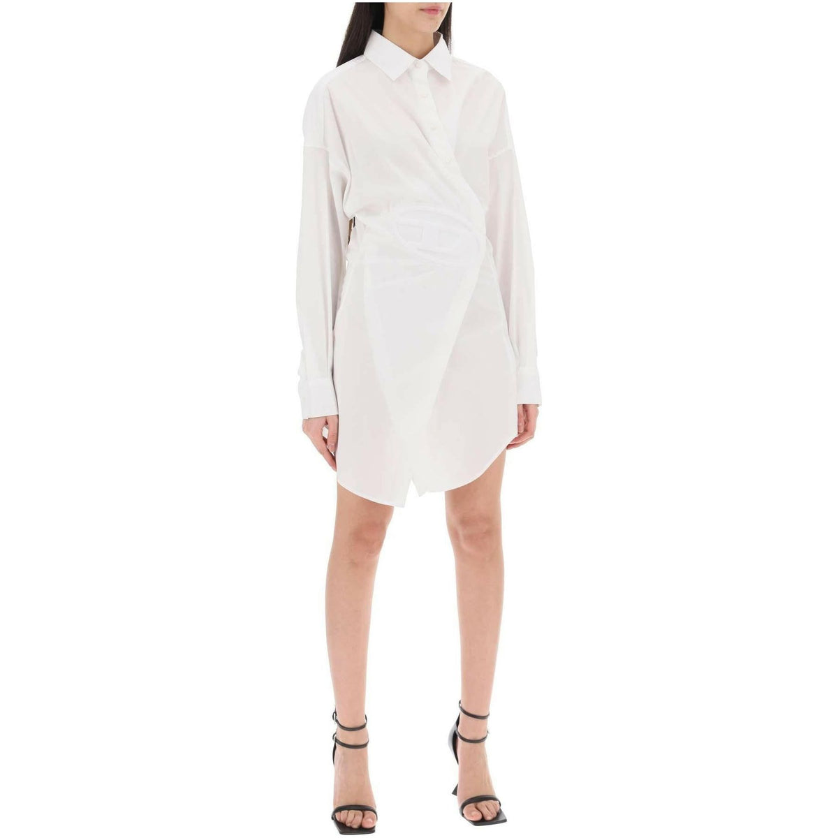 DIESEL - White Cotton Poplin Mini Shirt Dress - JOHN JULIA