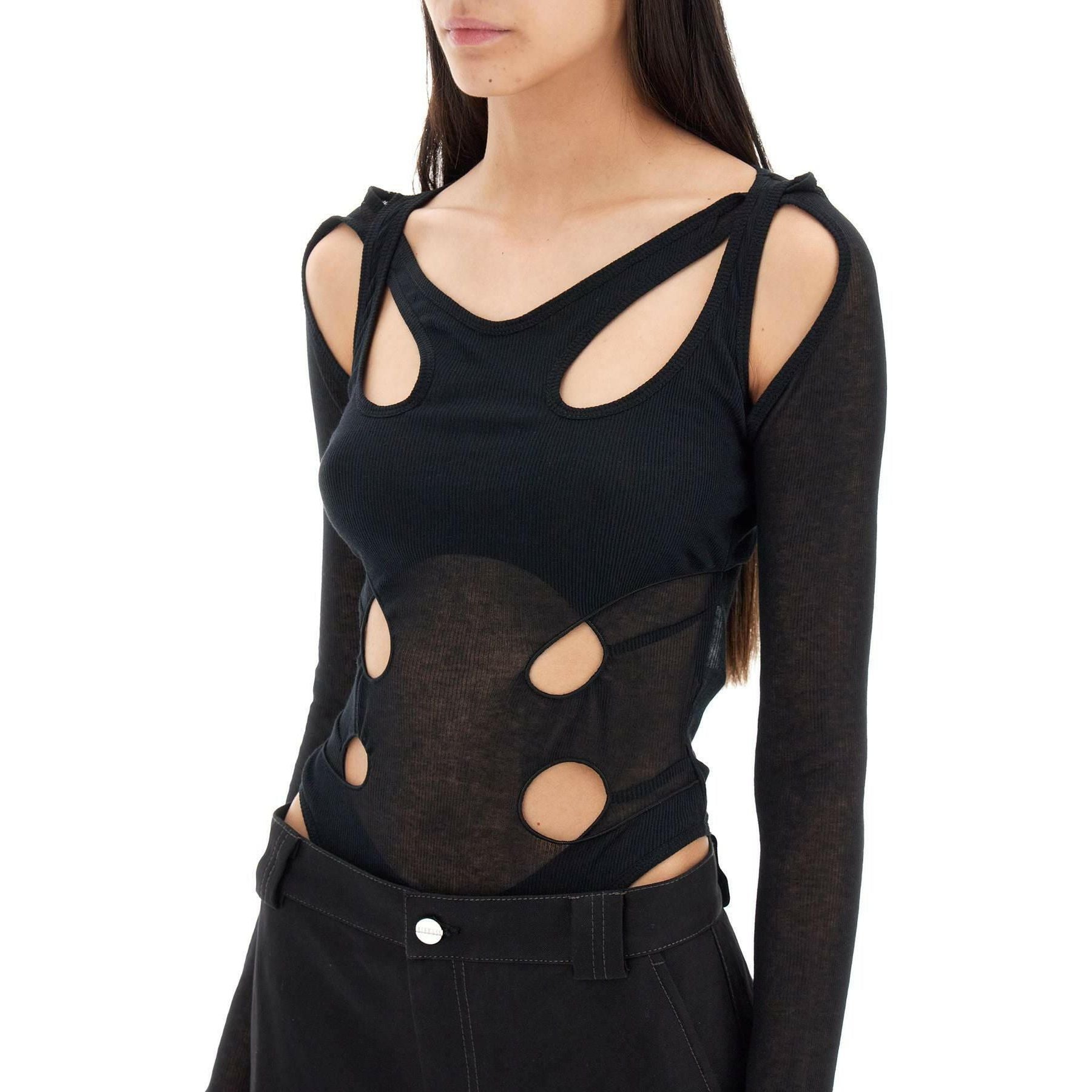 Long Sleeved Bodysuit With Cut Outs DION LEE JOHN JULIA.