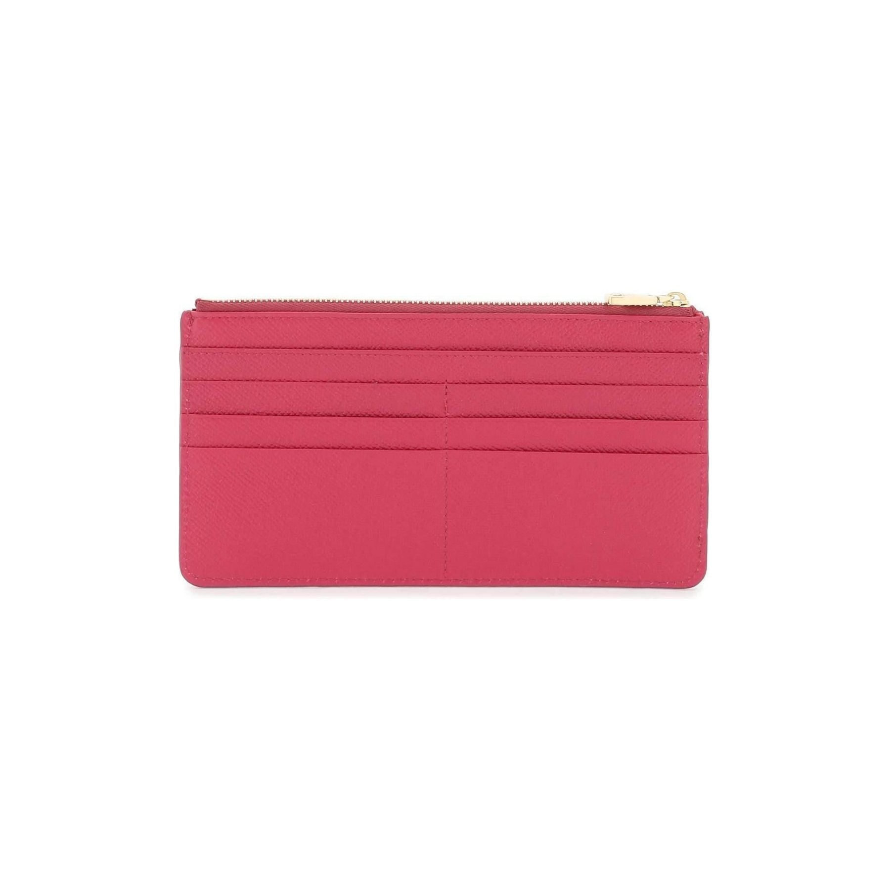 Bright Pink Dauphine Leather Zippered Cardholder Pouch DOLCE & GABBANA JOHN JULIA.