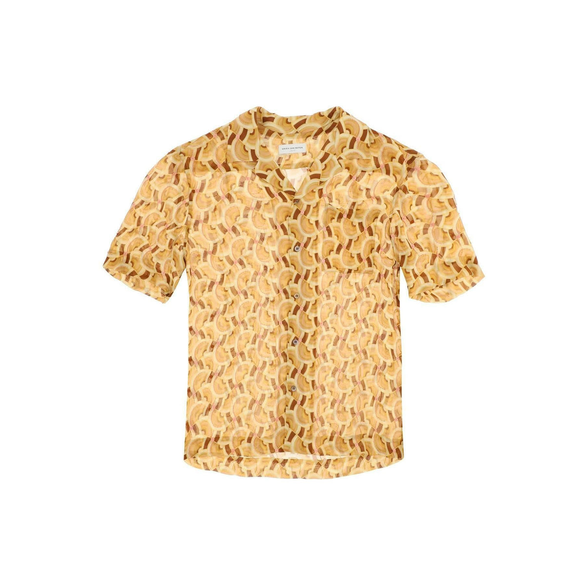 DRIES VAN NOTEN - Printed Carltone Short-Sleeve Shirt in Cognac - JOHN JULIA