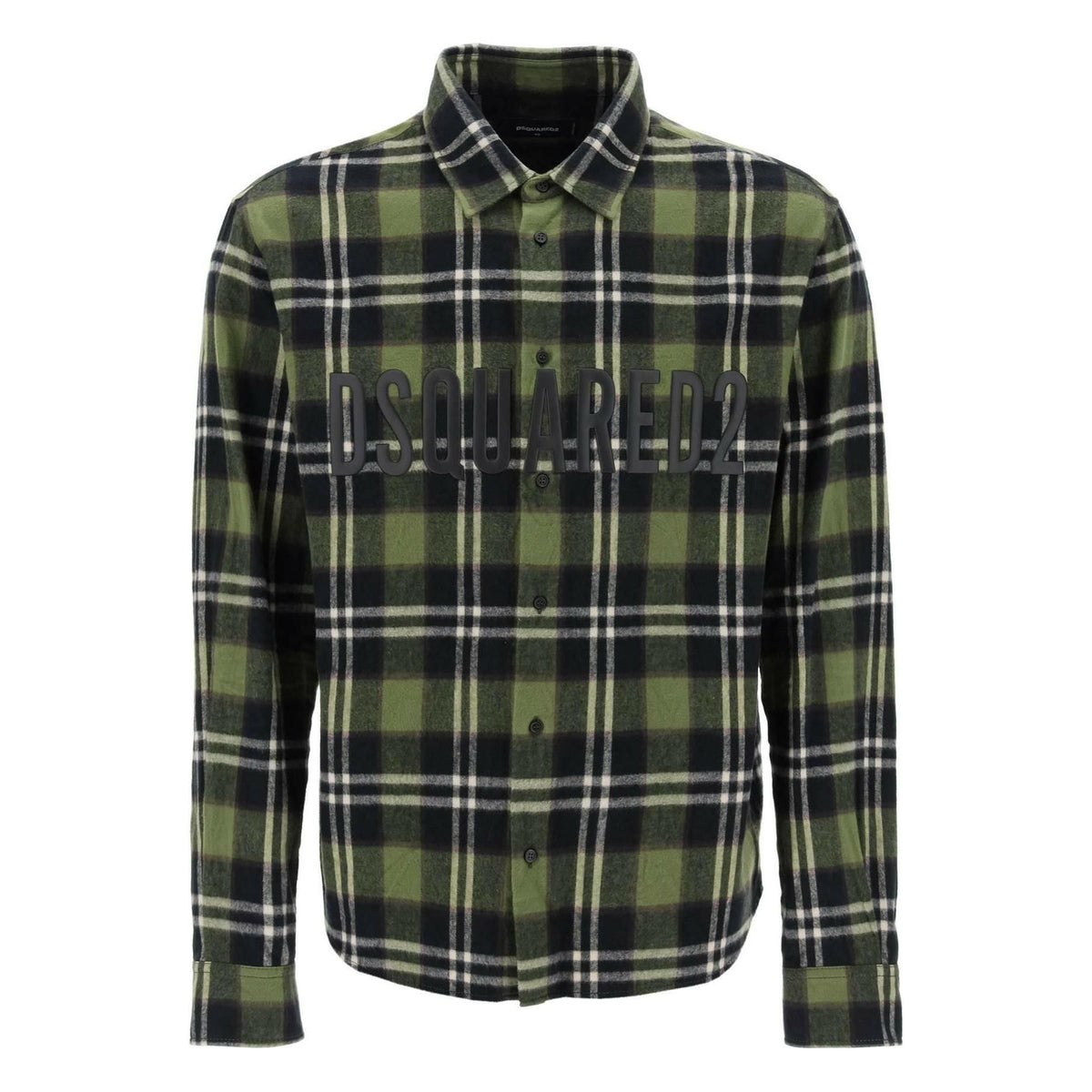 DSQUARED2 - Check Flannel Shirt With Rubberized Logo - JOHN JULIA
