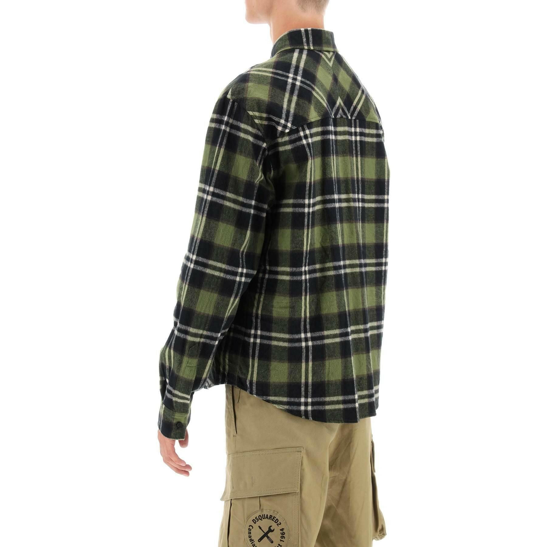 Check Flannel Shirt With Rubberized Logo DSQUARED2 JOHN JULIA.