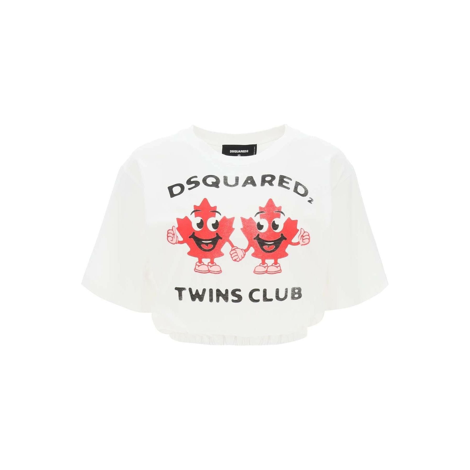 Cropped T-Shirt With Twins Club Print DSQUARED2 JOHN JULIA.