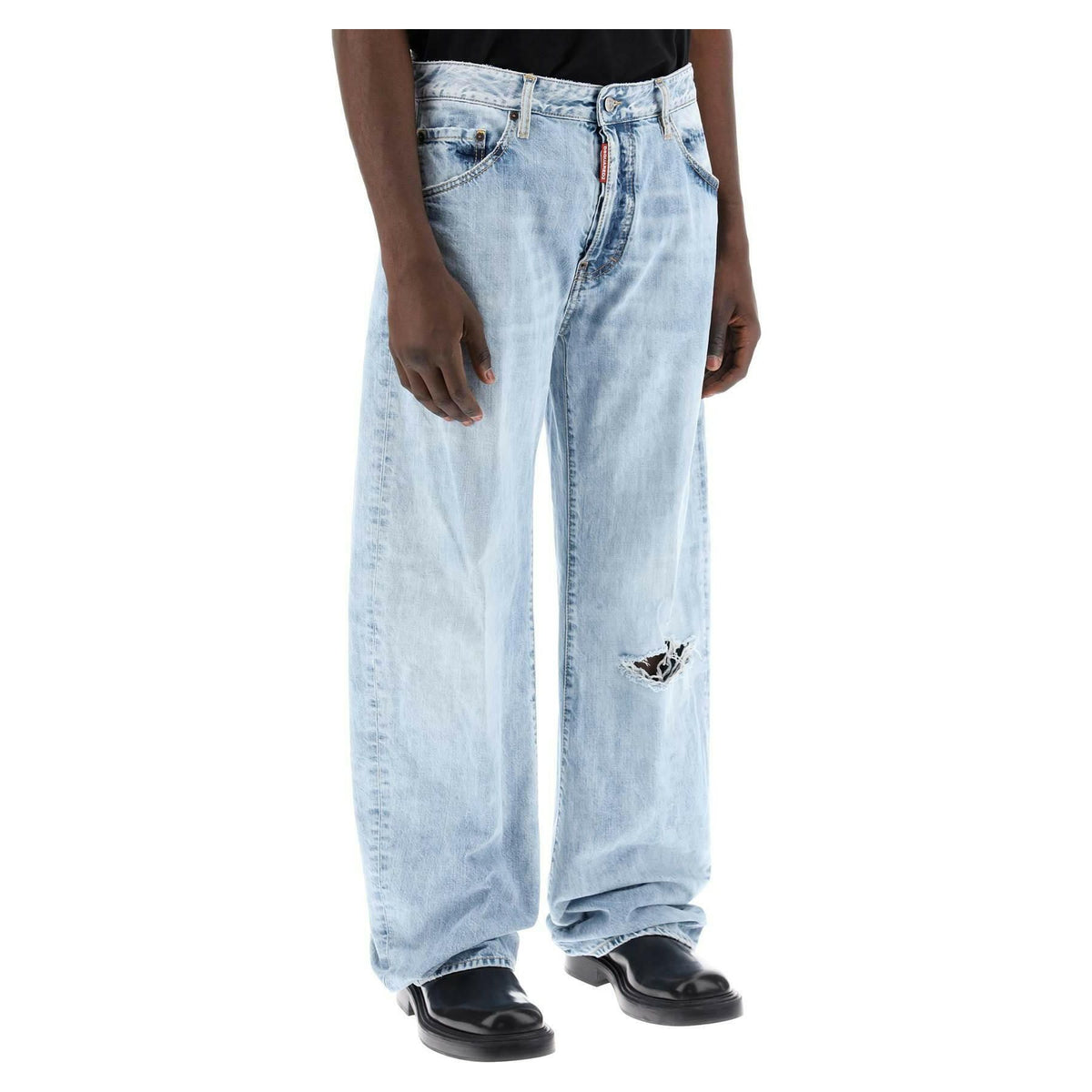 DSQUARED2 - Light Wash Destroyed Oversized Jeans - JOHN JULIA