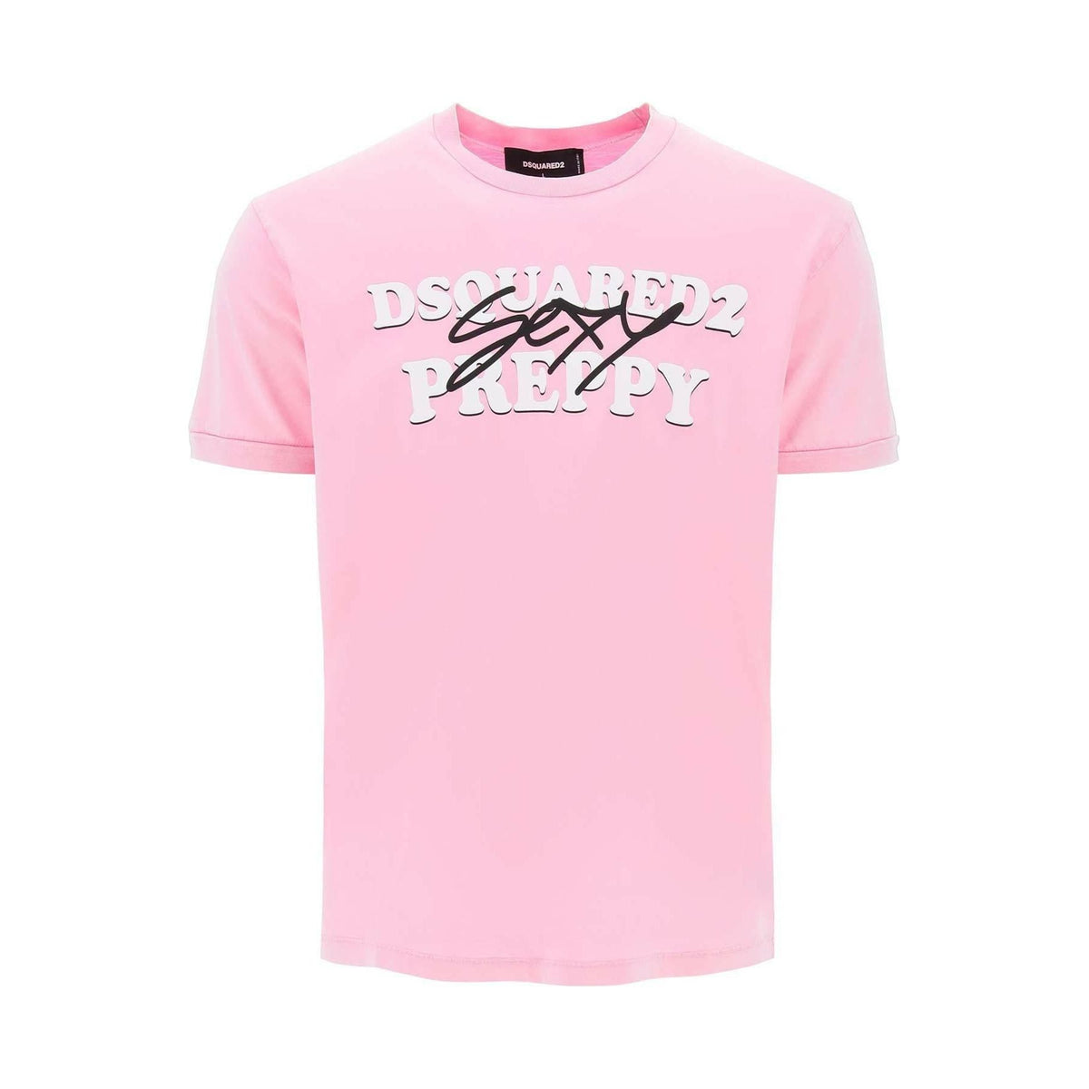 Pink Sexy Preppy Muscle Fit Cotton T-Shirt DSQUARED2 JOHN JULIA.