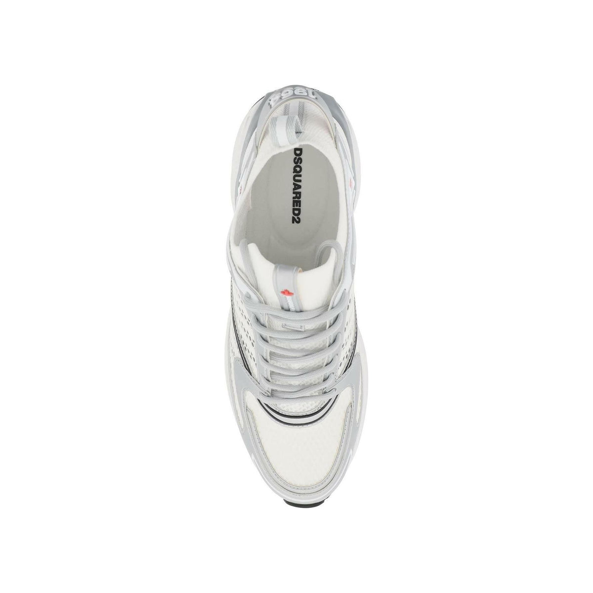 DSQUARED2 - White and Silver Dash Running Sneakers - JOHN JULIA