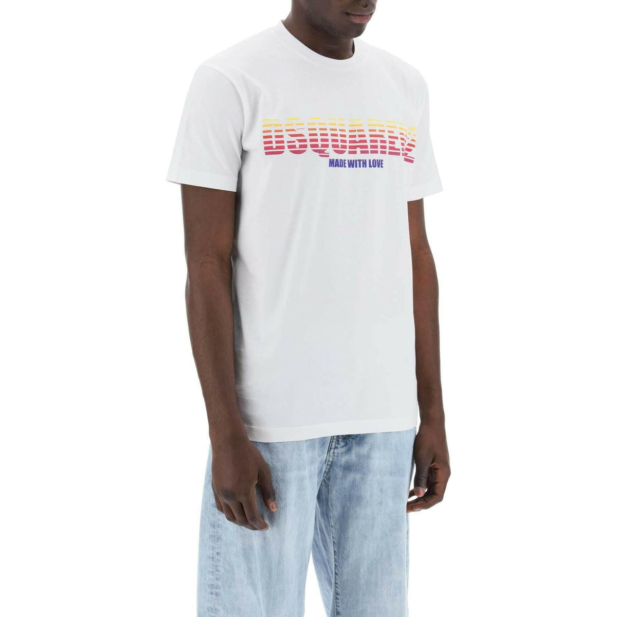 DSQUARED2 - White Cotton Made With Love Cool Fit T-Shirt - JOHN JULIA