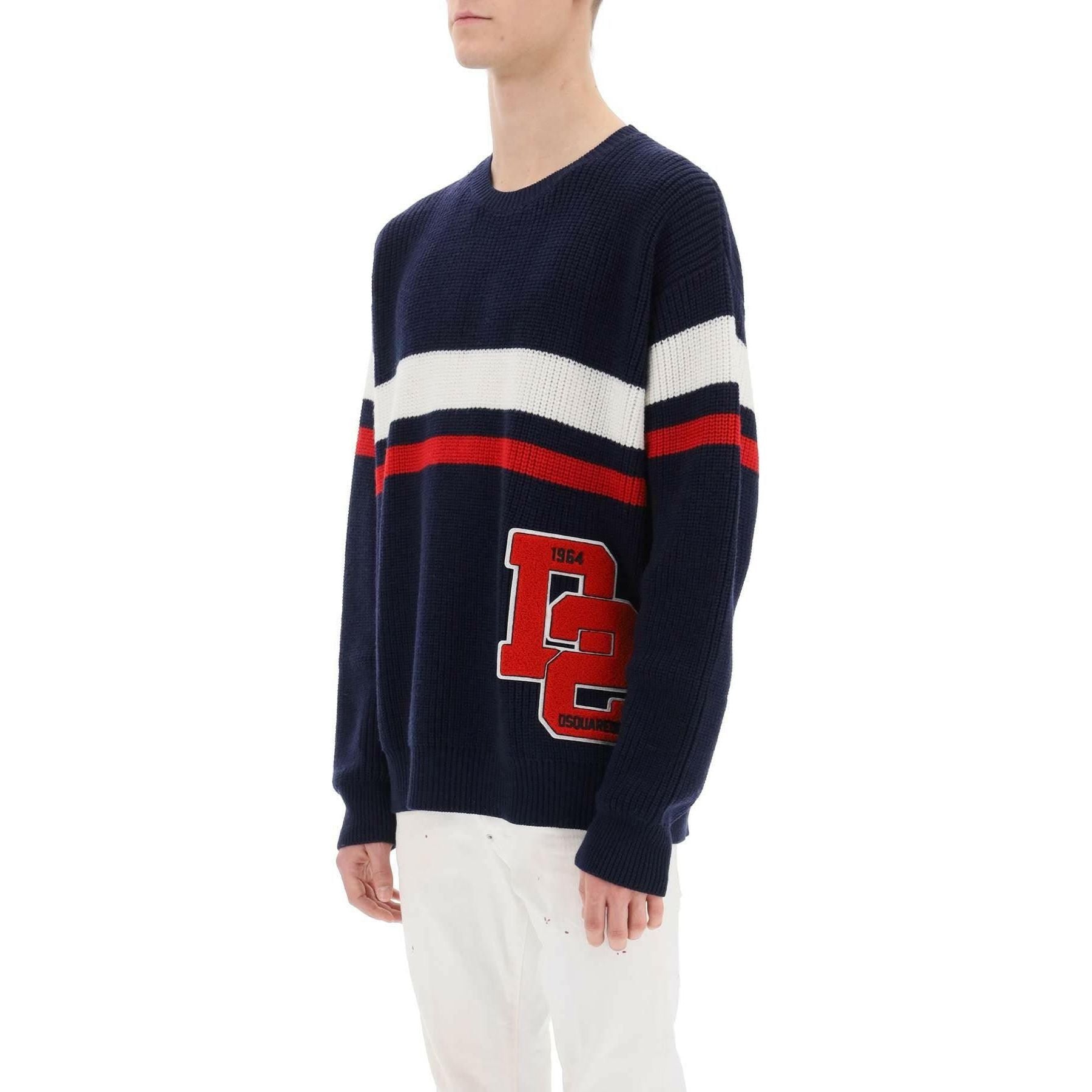 Wool Sweater With Varsity Patch DSQUARED2 JOHN JULIA.