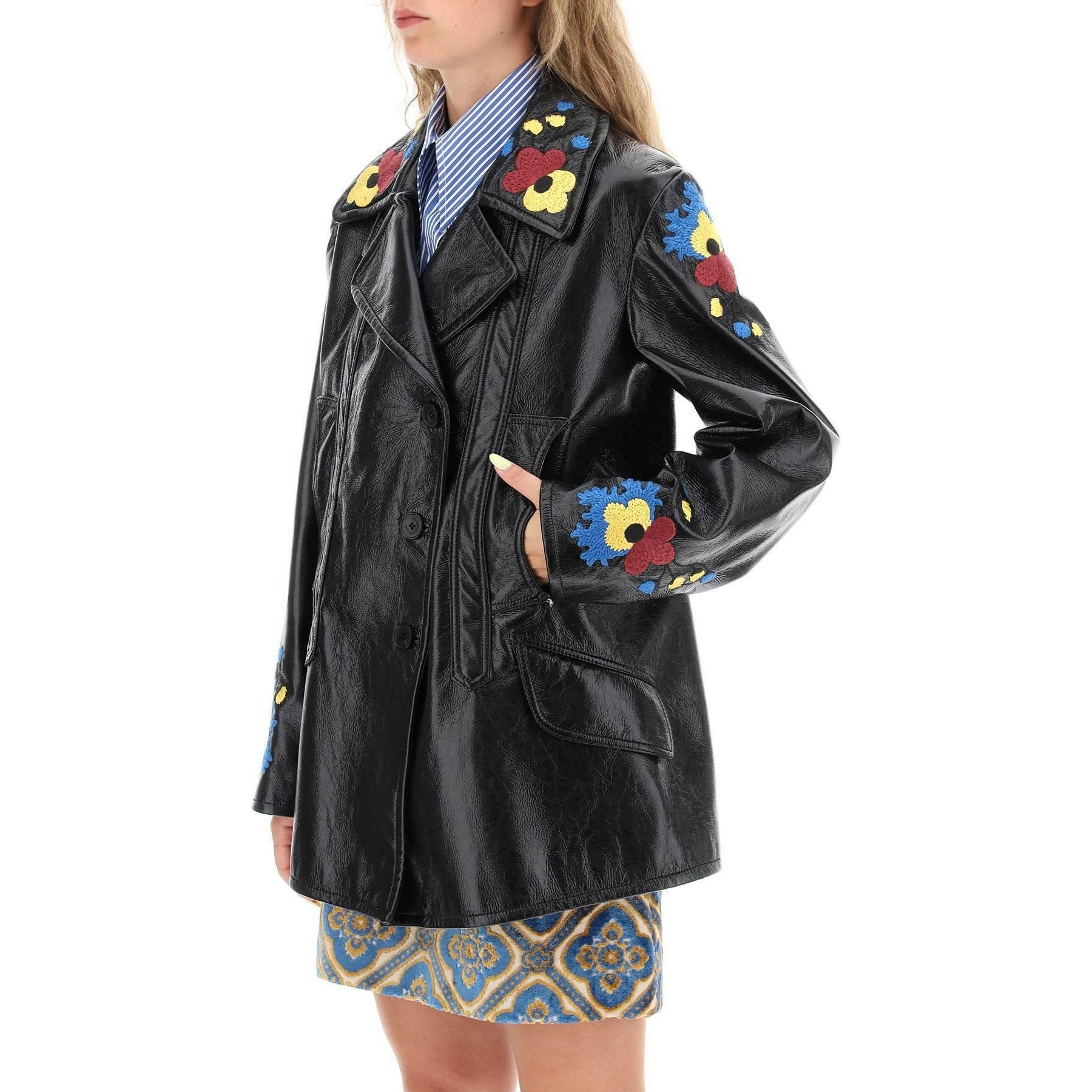 Jacket In Patent Faux Leather With Floral Embroideries ETRO JOHN JULIA.