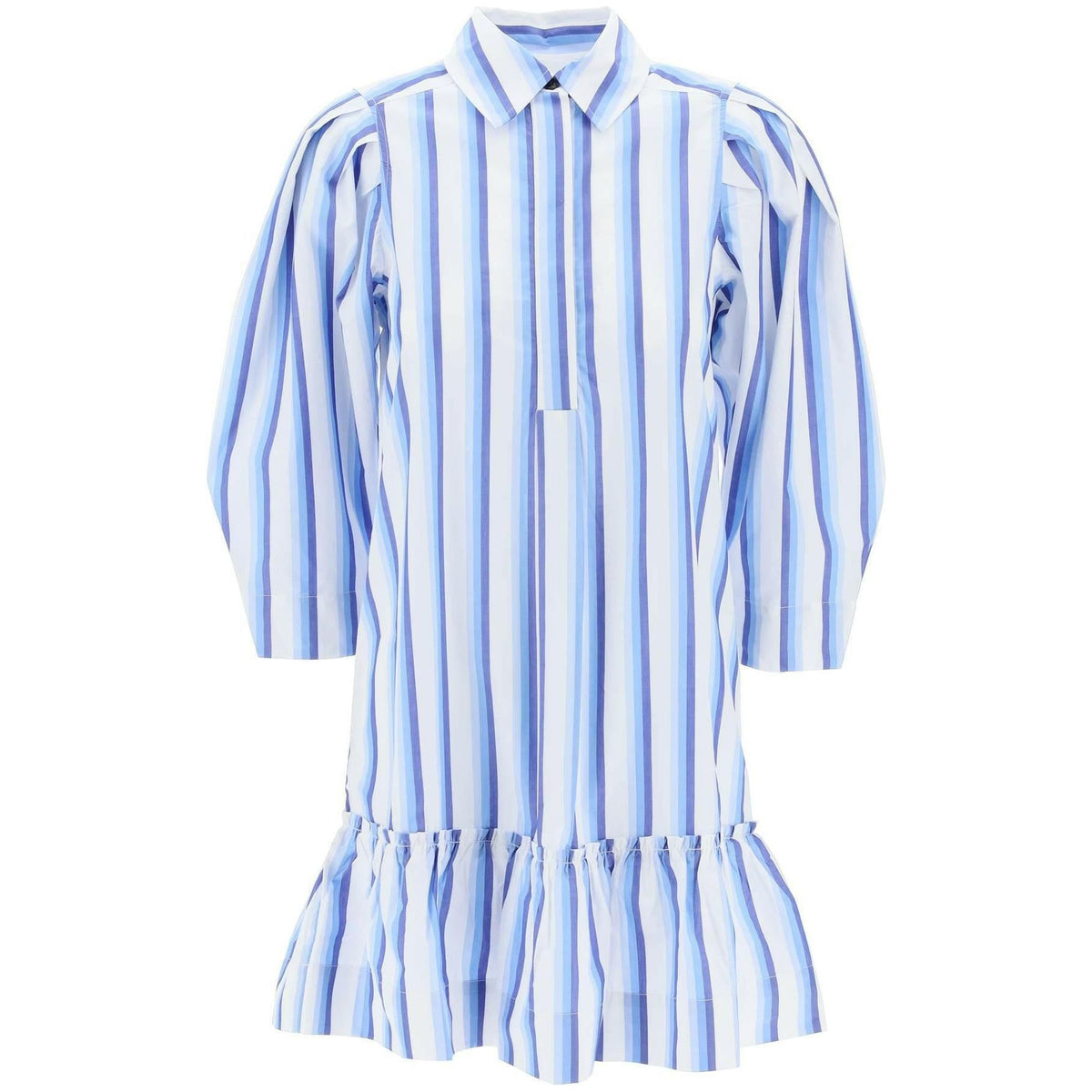 GANNI - Blue Striped Organic Cotton Mini Dress - JOHN JULIA
