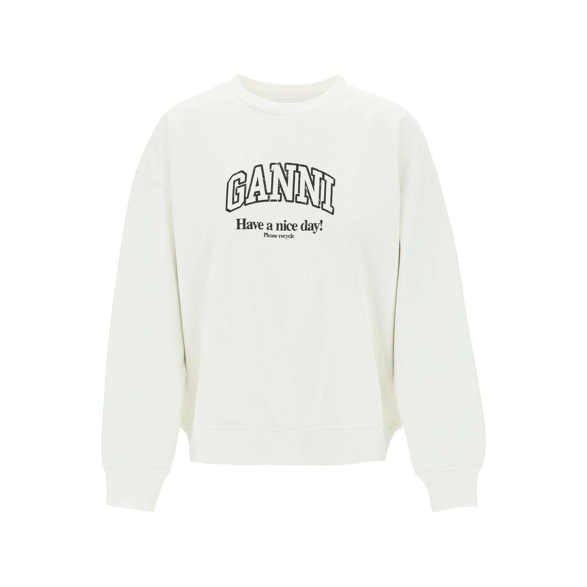 GANNI - Egret Oversized Isoli Organic Cotton Sweater - JOHN JULIA