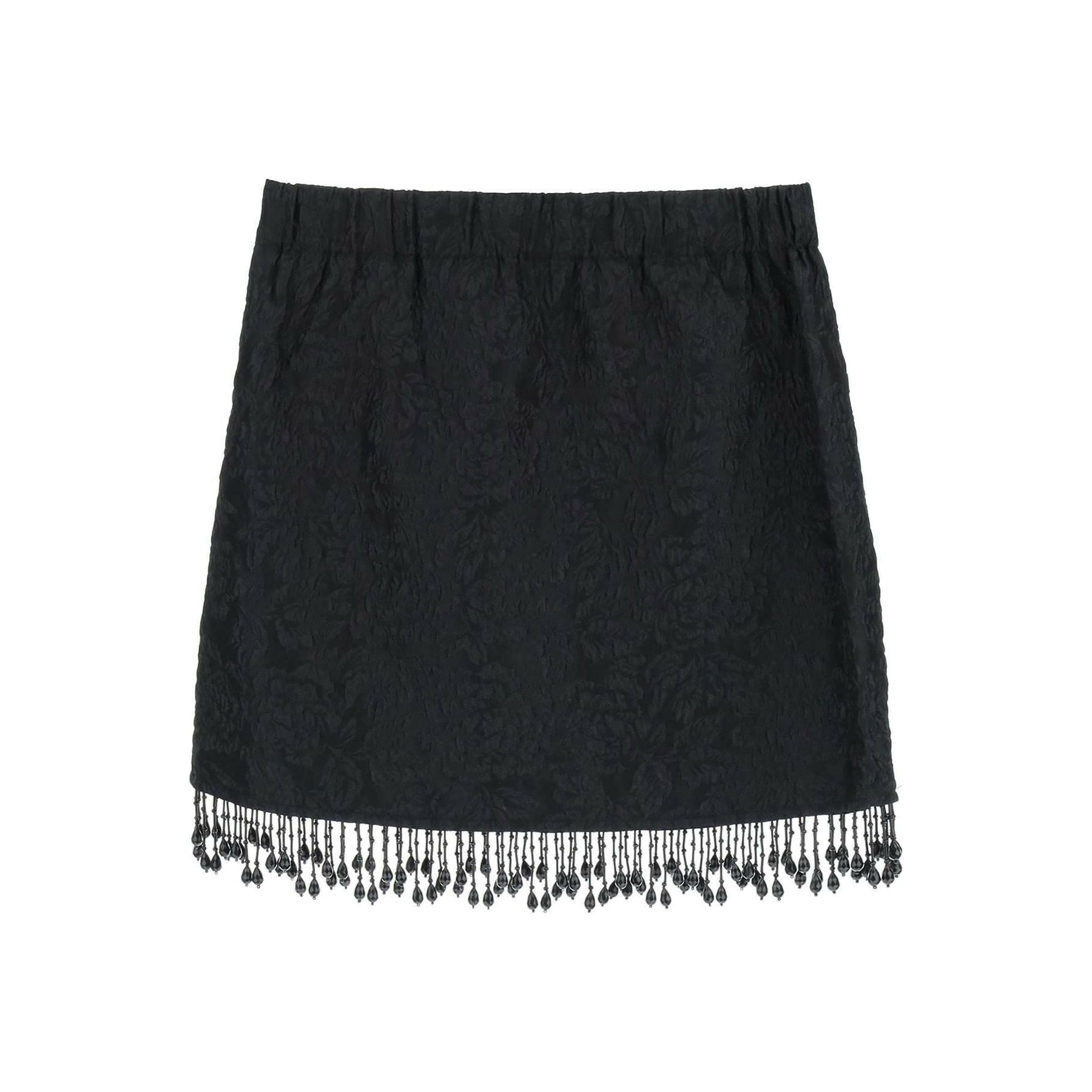 Jacquard Mini Skirt With Bead Fringes GANNI JOHN JULIA.