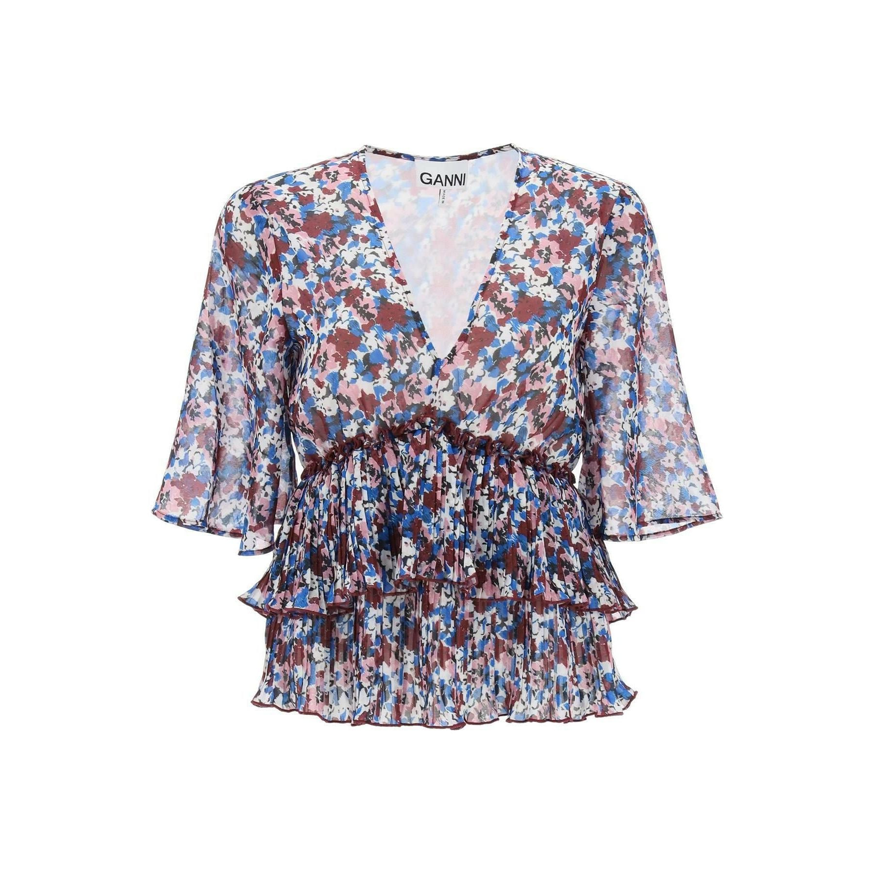 Pleated Blouse With Floral Motif GANNI JOHN JULIA.