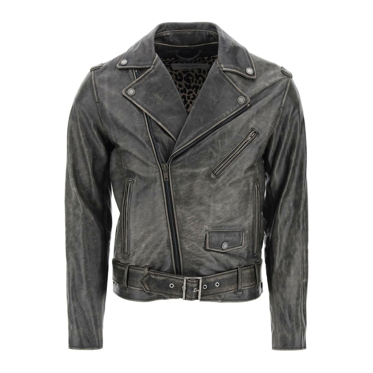 Vintage Effect Leather Biker Jacket GOLDEN GOOSE JOHN JULIA.