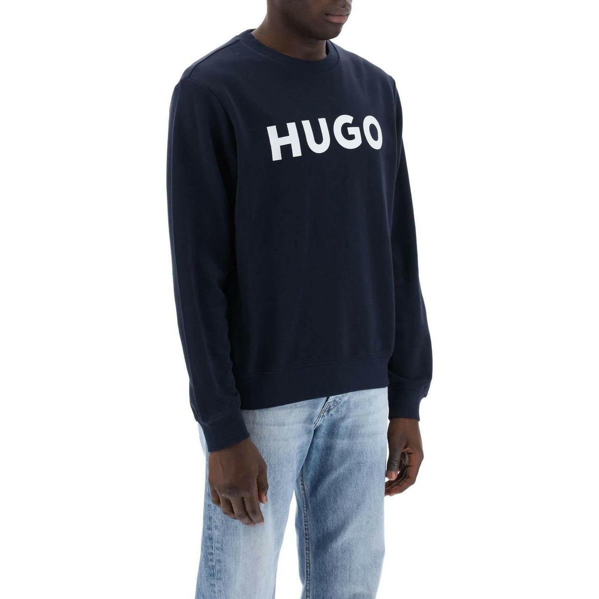 HUGO - Dark Blue French Terry Dem Logo Sweatshirt - JOHN JULIA