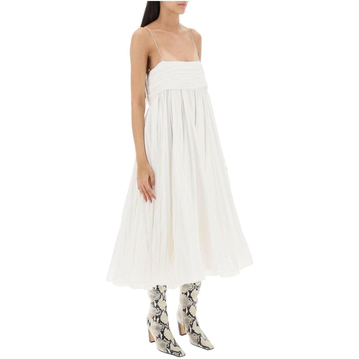 KHAITE - White Lally Cotton Poplin Midi Dress - JOHN JULIA