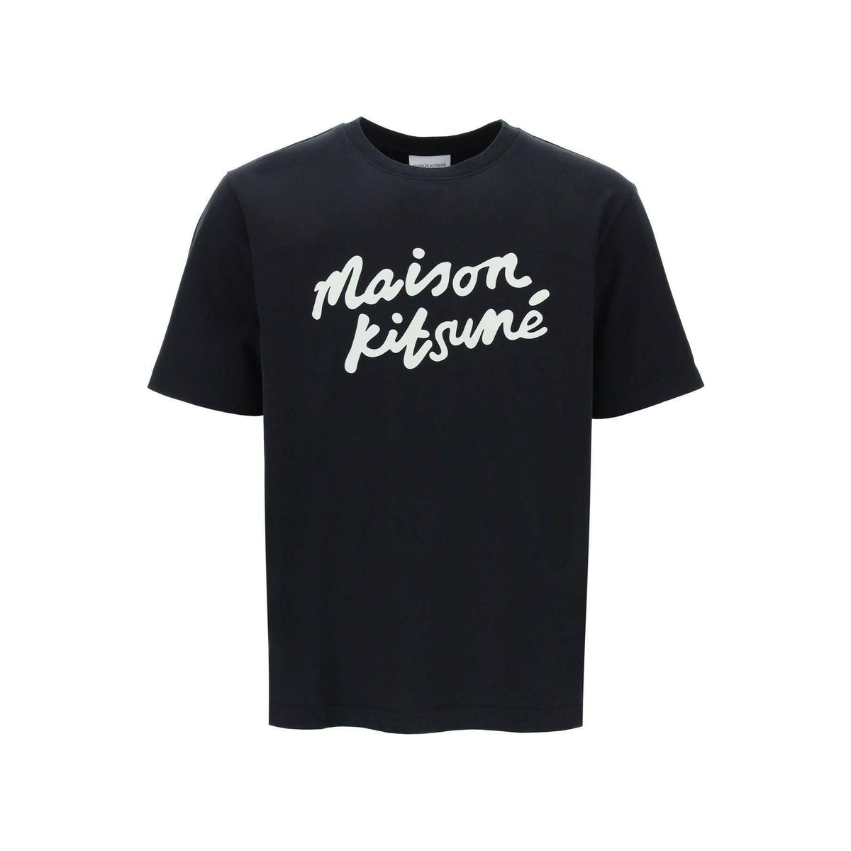 MAISON KITSUNE - Black Cotton Handwriting Print Comfort T-shirt - JOHN JULIA