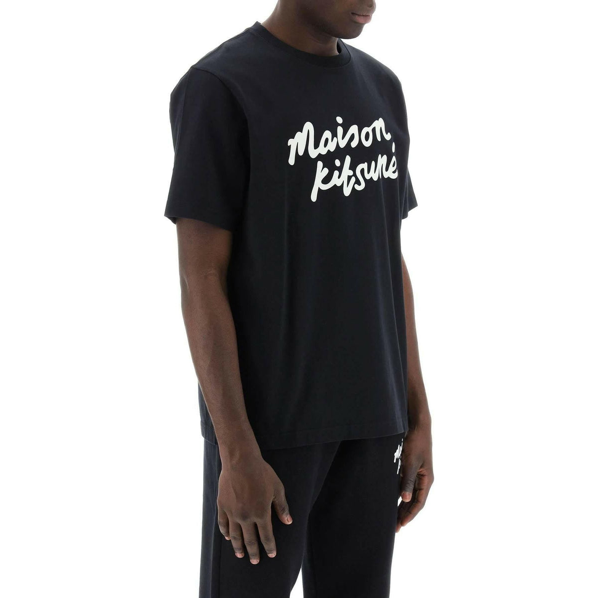 MAISON KITSUNE - Black Cotton Handwriting Print Comfort T-shirt - JOHN JULIA