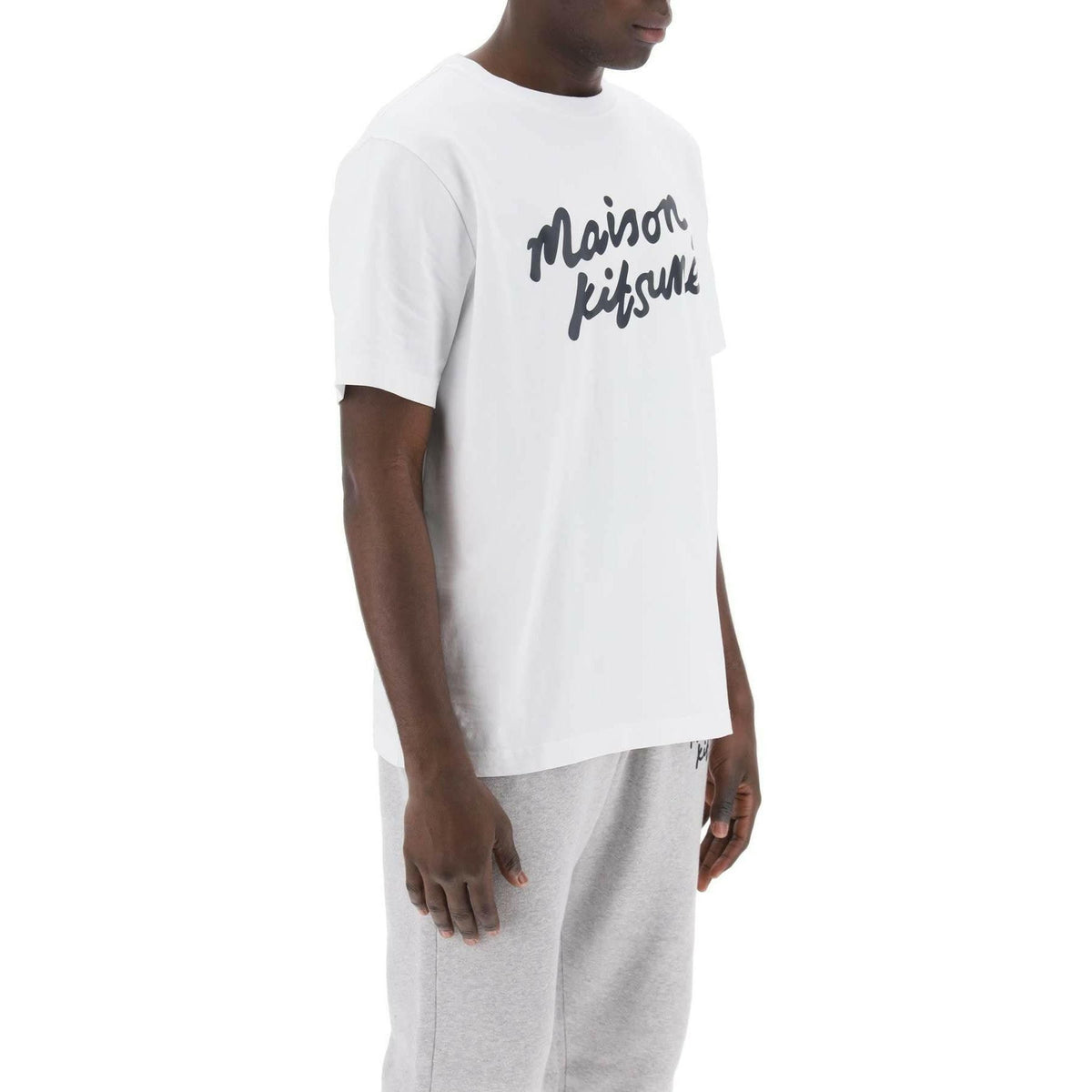 MAISON KITSUNE - White Cotton Handwriting Print Comfort T-shirt - JOHN JULIA