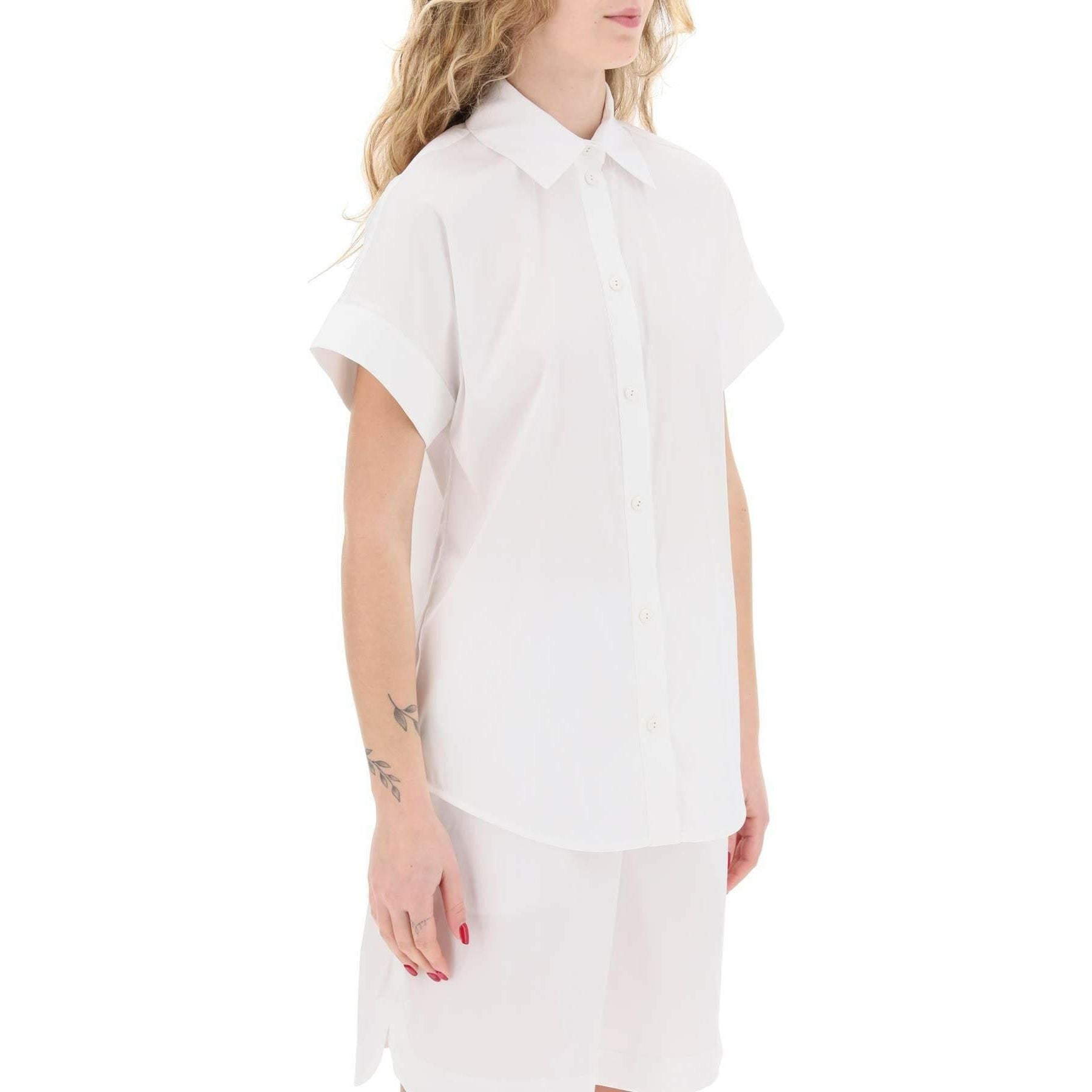 White 'Oriana' Cotton Short-Sleeve Shirt MAX MARA BEACHWEAR JOHN JULIA.