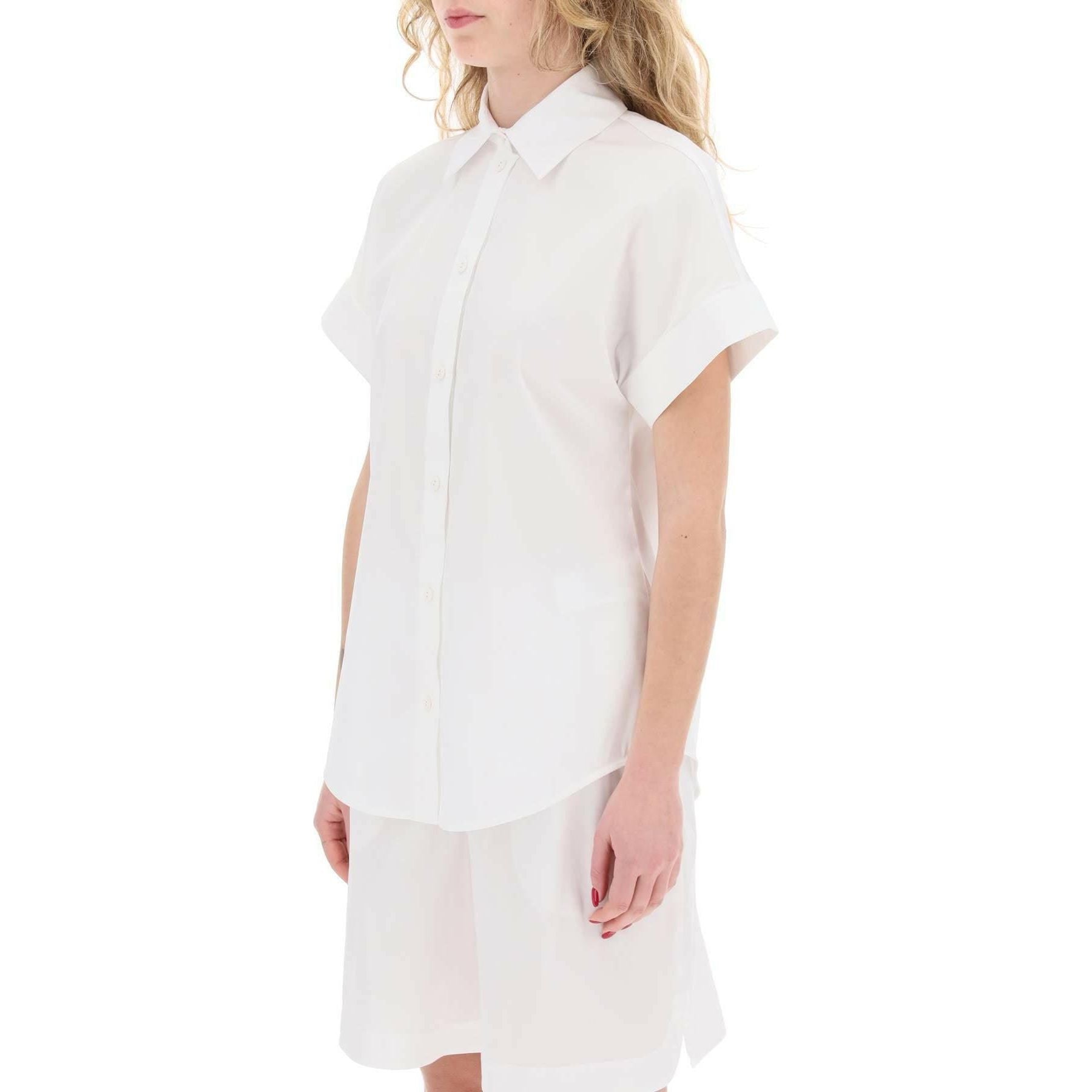 White 'Oriana' Cotton Short-Sleeve Shirt MAX MARA BEACHWEAR JOHN JULIA.