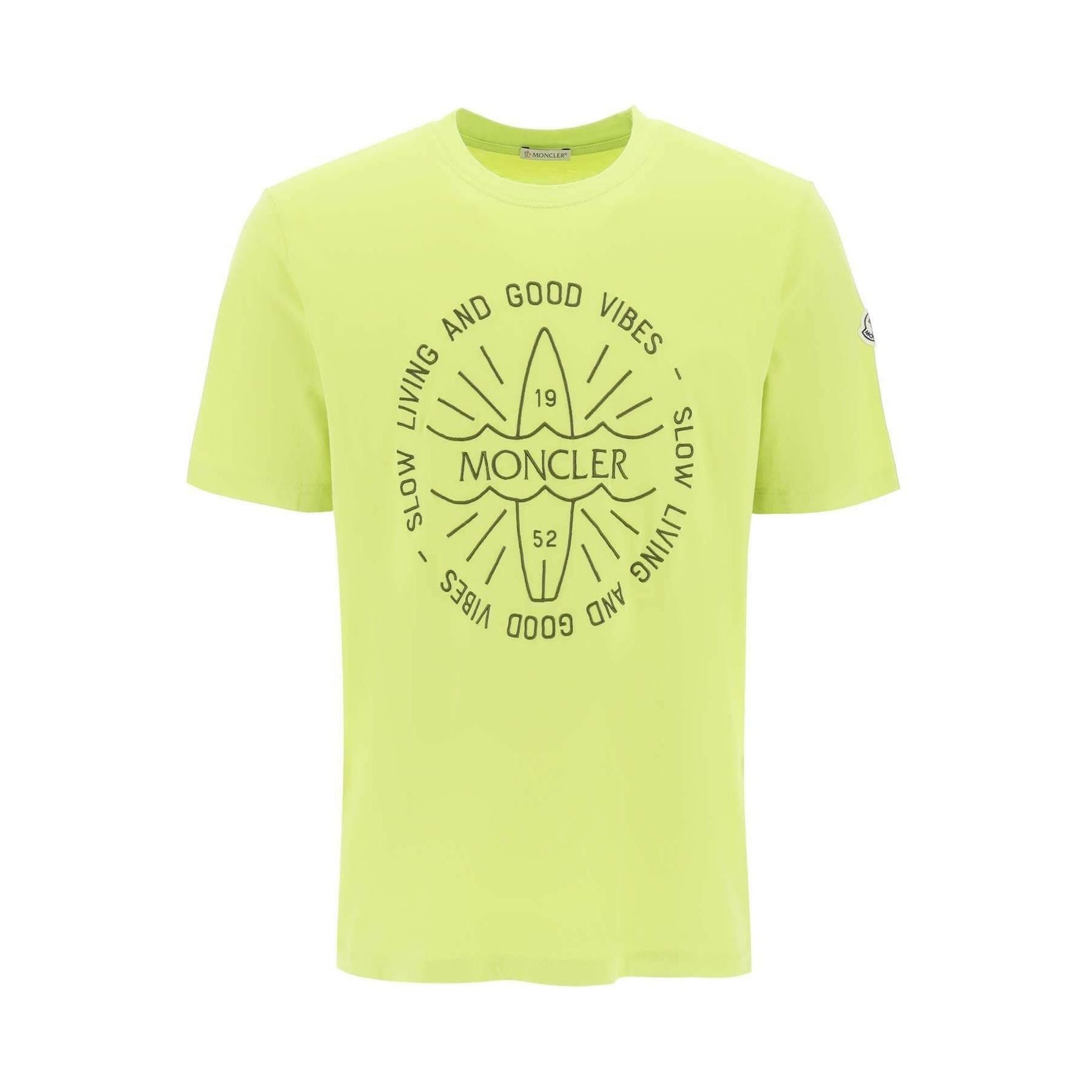 Acid Yellow Surf Motif Cotton T-Shirt MONCLER JOHN JULIA.