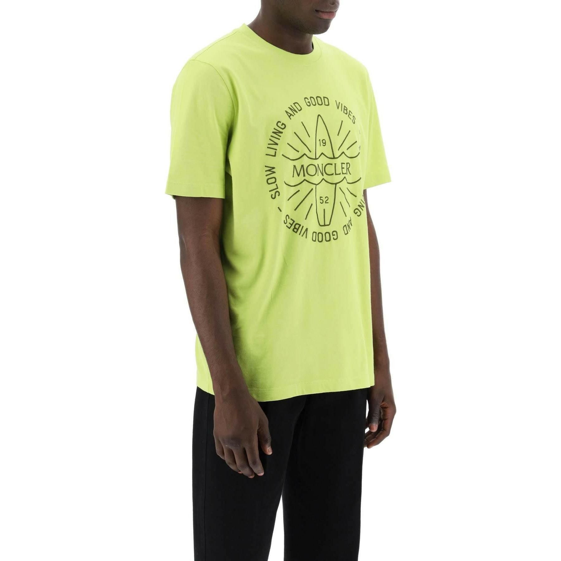 Acid Yellow Surf Motif Cotton T-Shirt MONCLER JOHN JULIA.