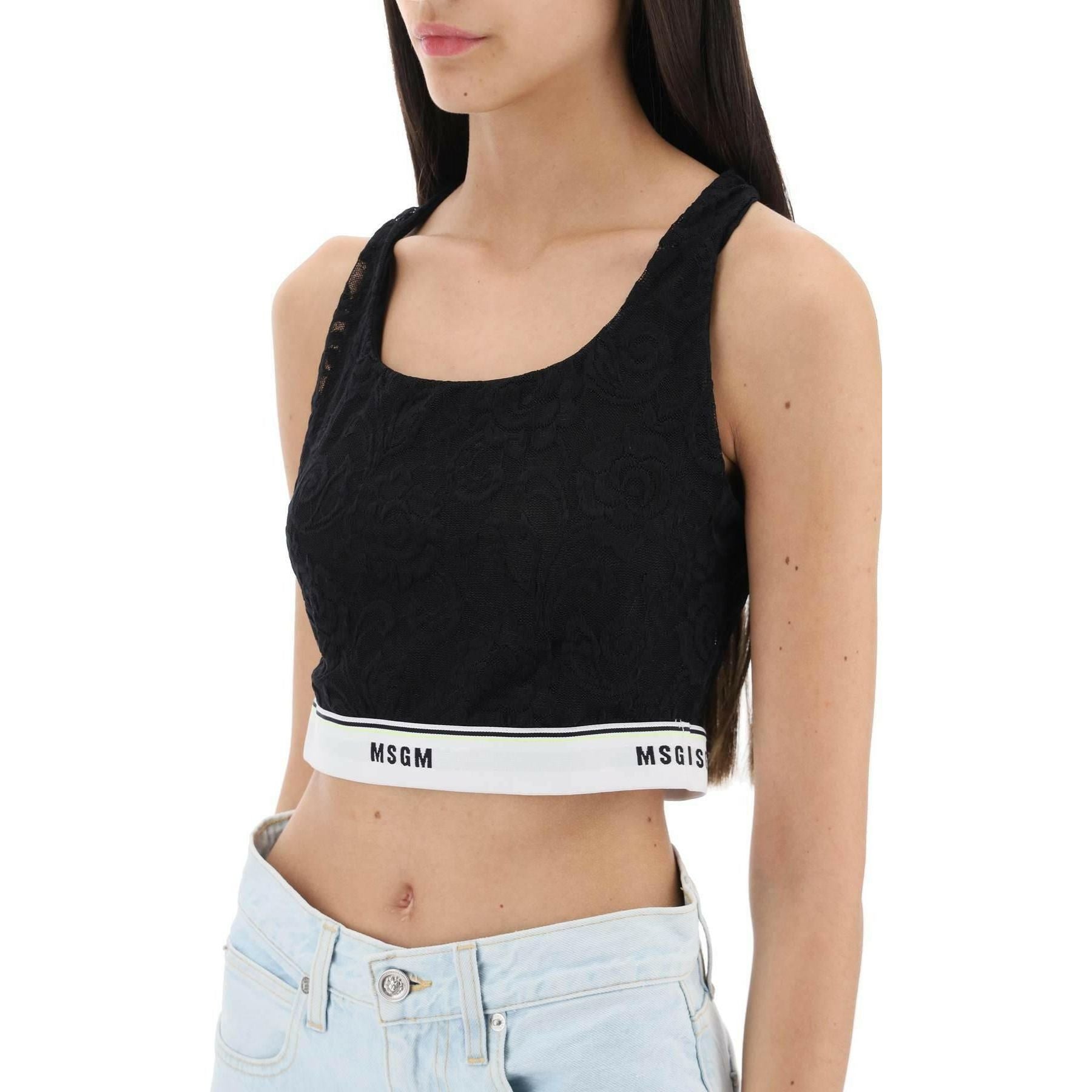 Sports Bra In Lace With Logoed Band MSGM JOHN JULIA.