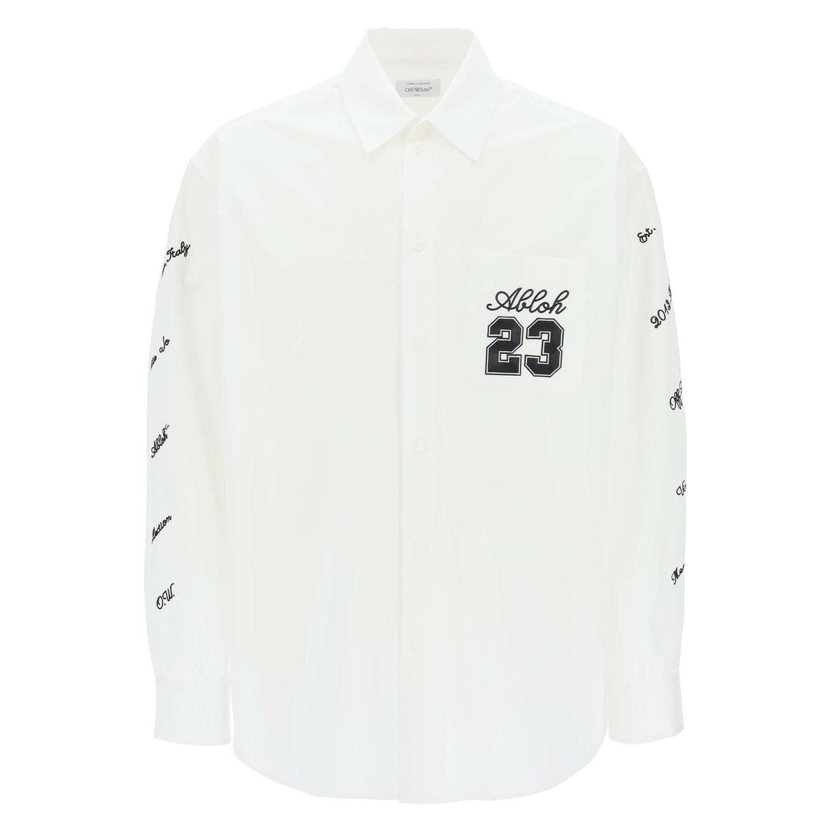 OFF-WHITE - Abloh 23 Embroidered Cotton Poplin Shirt - JOHN JULIA
