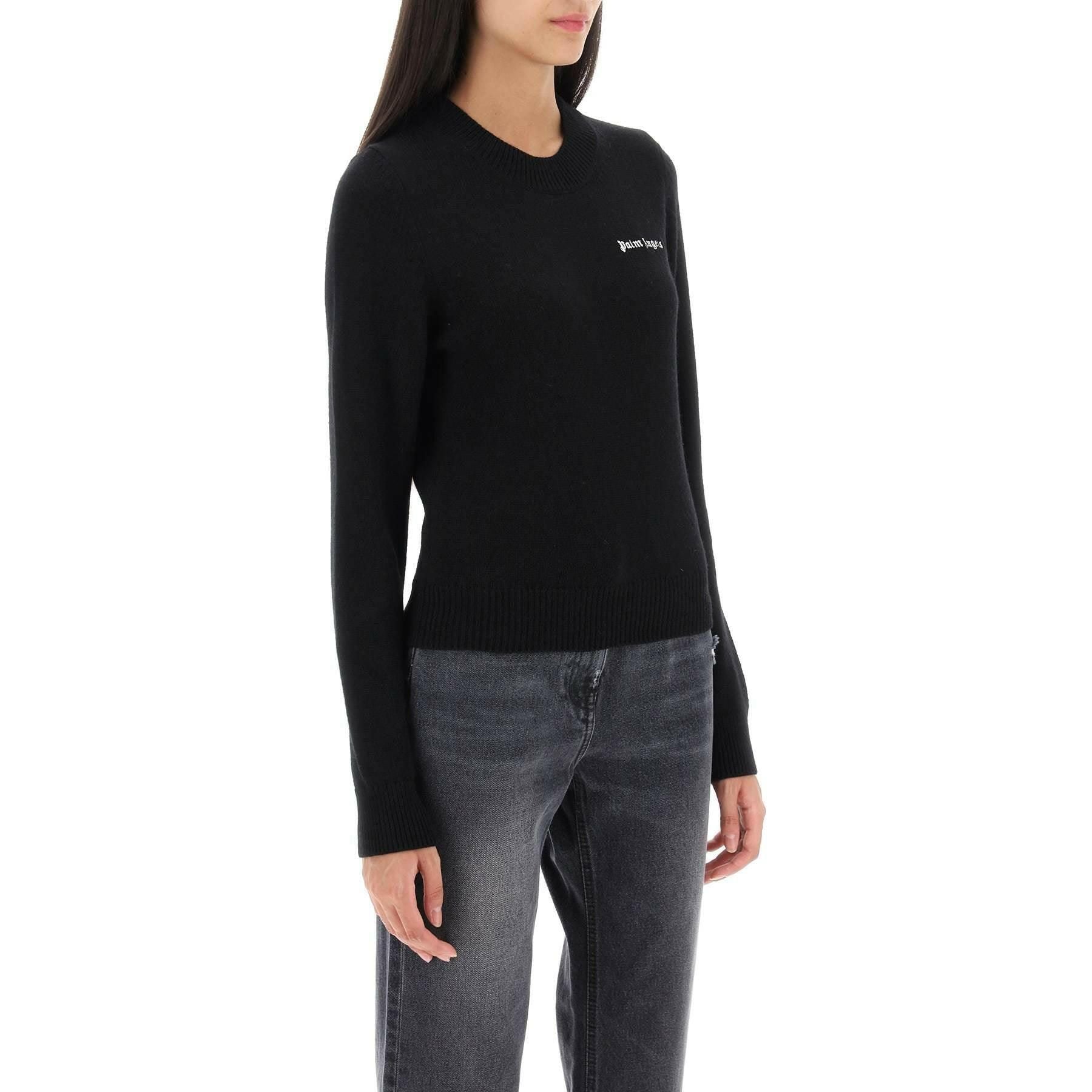 Cropped Sweater With Logo Embroidery PALM ANGELS JOHN JULIA.