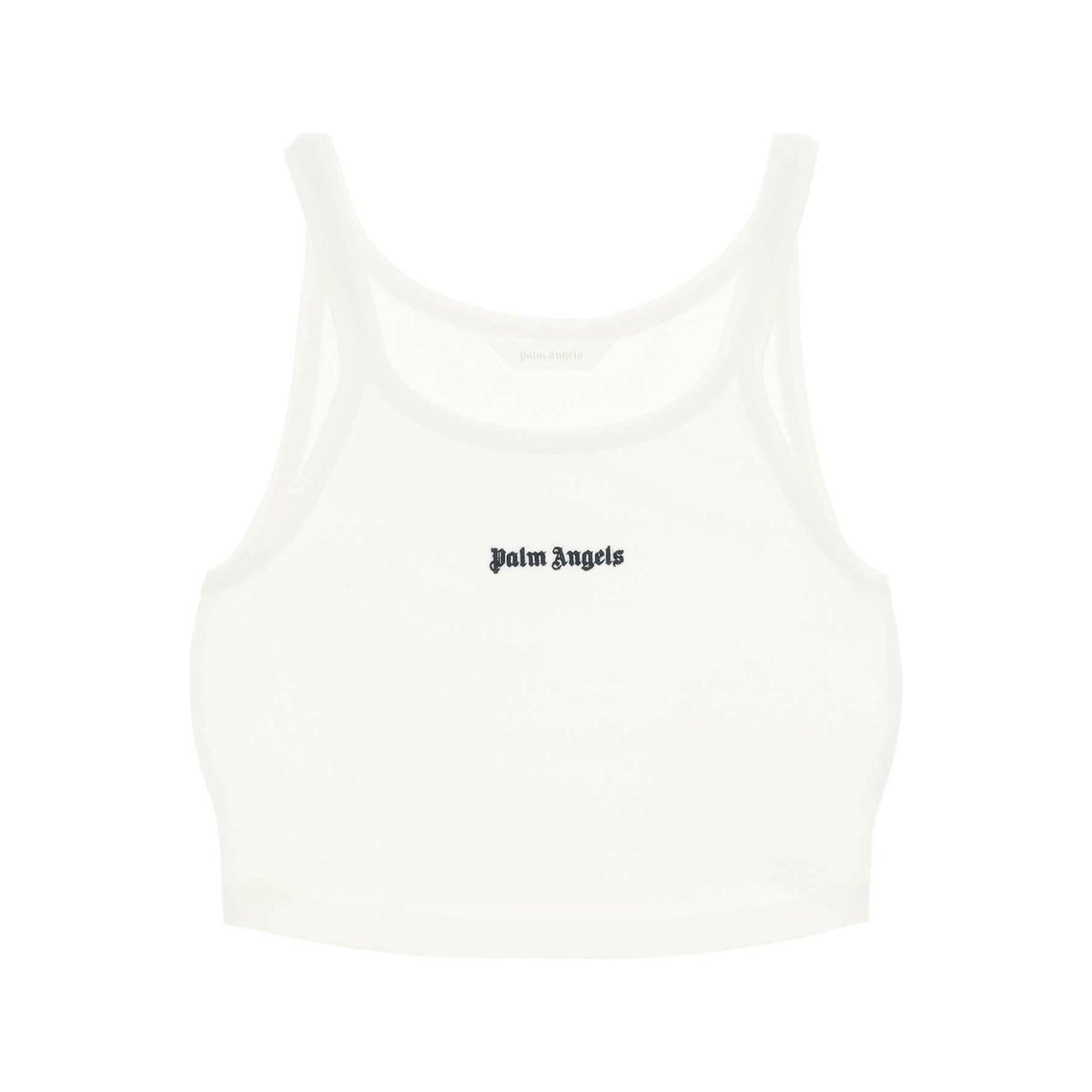 PALM ANGELS - White Embroidered Logo Cotton Pique Crop Top - JOHN JULIA