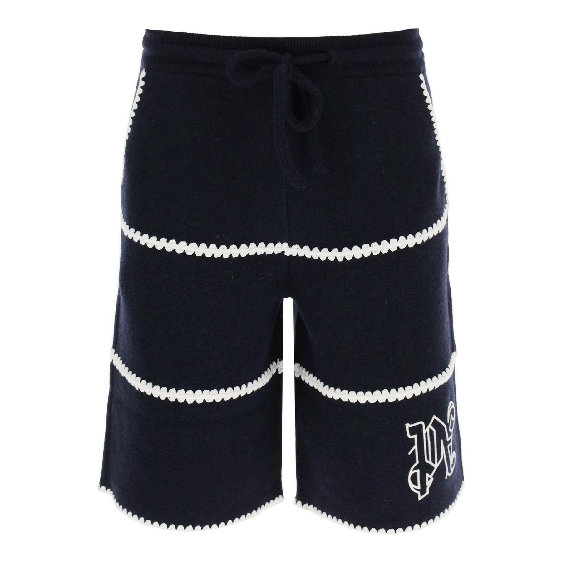 Wool Knit Shorts With Contrasting Trims PALM ANGELS JOHN JULIA.