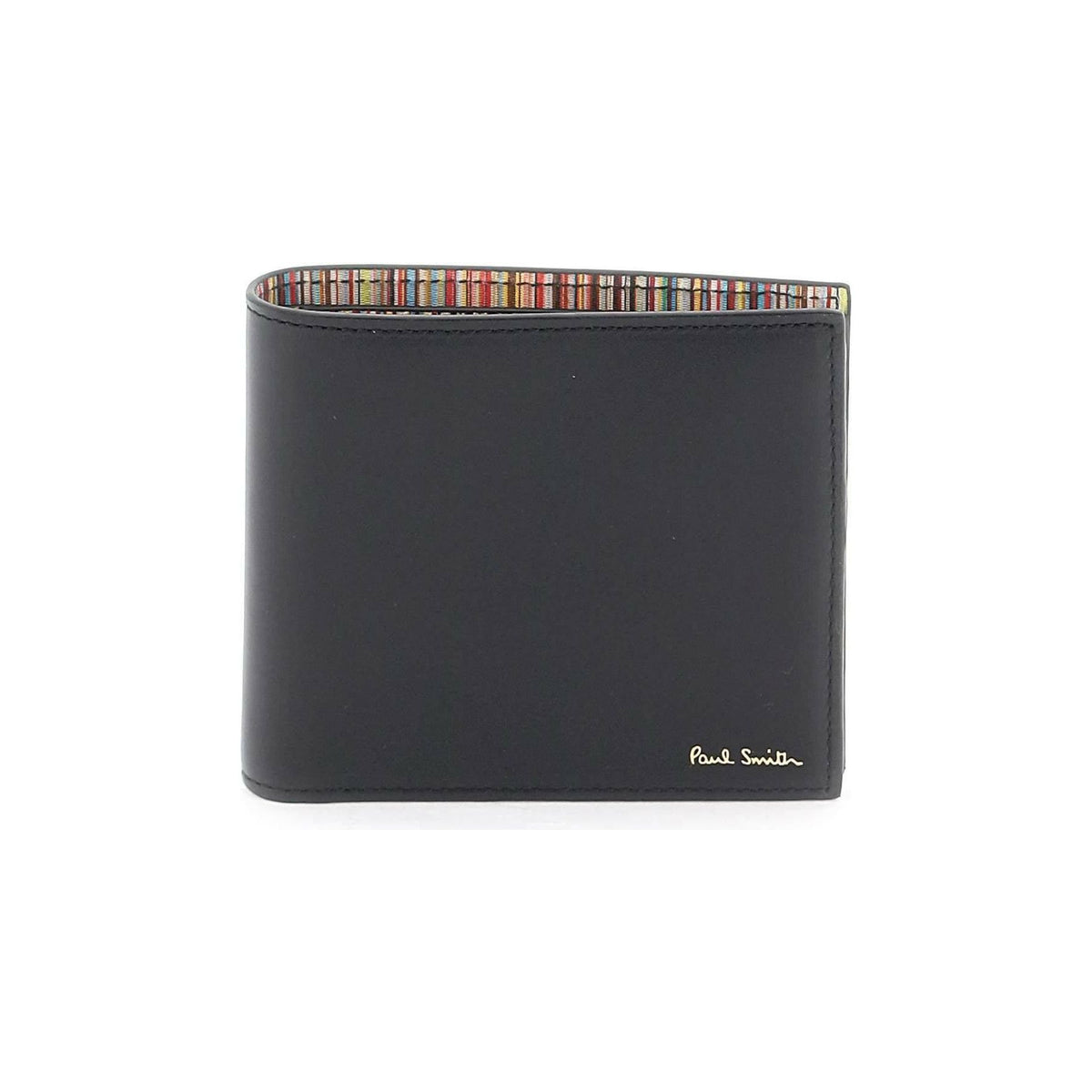 PAUL SMITH - Black Signature Stripe Bi-Fold Leather Wallet - JOHN JULIA