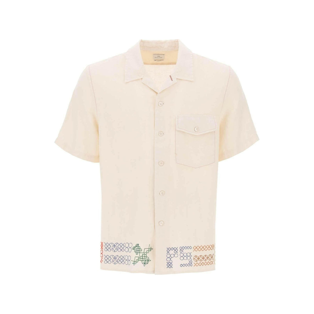 Linen Shirt With Cross-Stitch Detail PS PAUL SMITH JOHN JULIA.