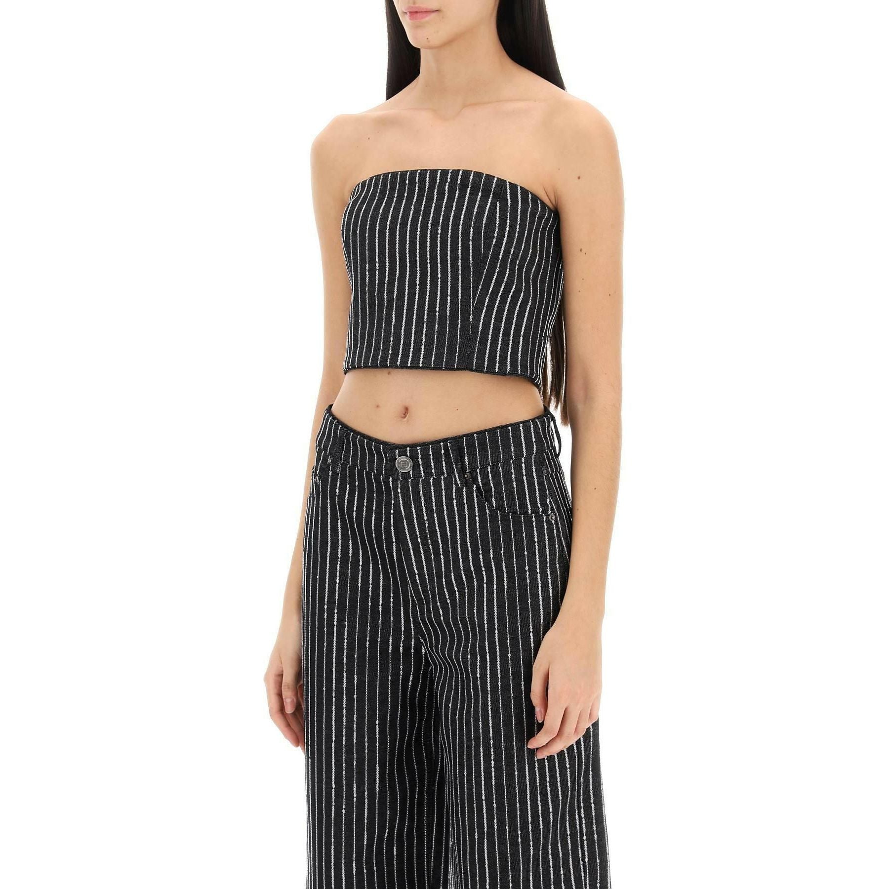 Cropped Top With Sequined Stripes ROTATE JOHN JULIA.