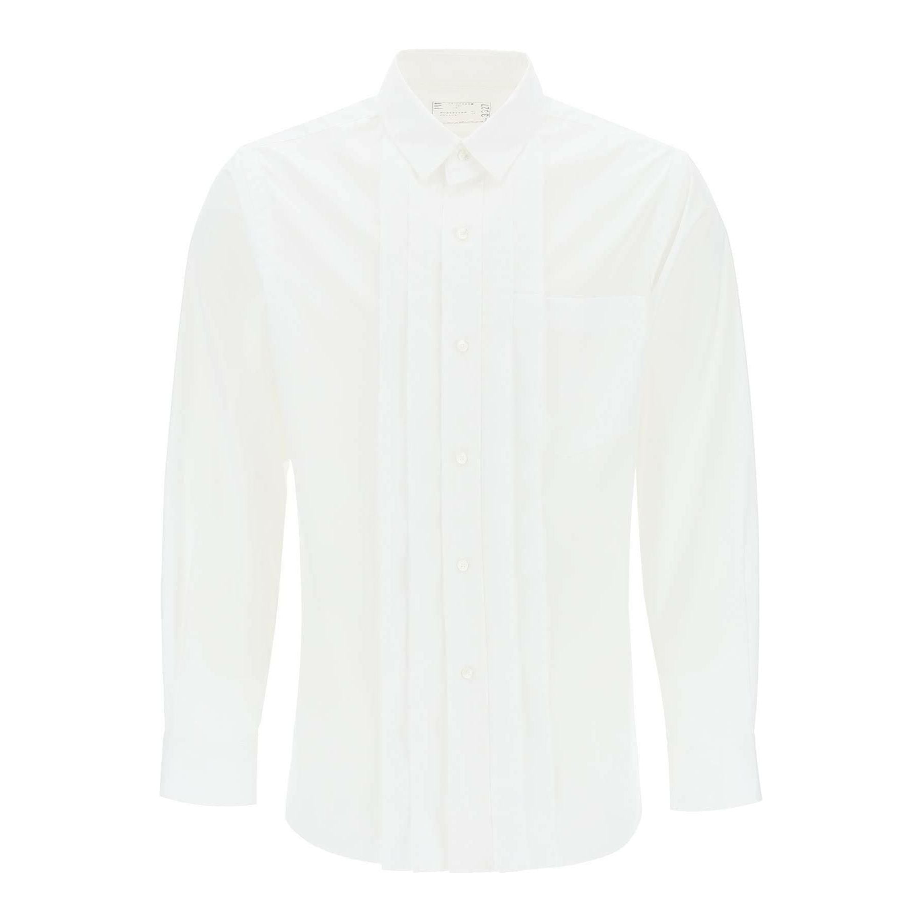 White Front-Placket Layered Cotton-Blend Shirt SACAI JOHN JULIA.