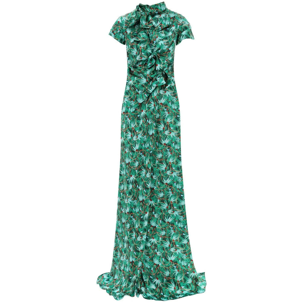 SALONI - Emerald Green Kelly Floral Silk Maxi Dress - JOHN JULIA