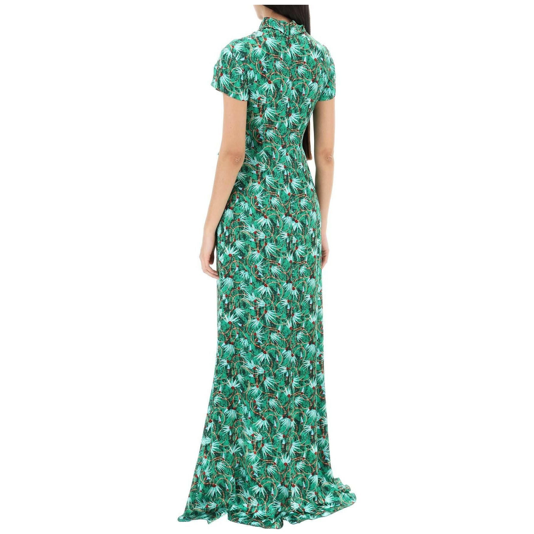 Emerald Green Kelly Floral Silk Maxi Dress SALONI JOHN JULIA.